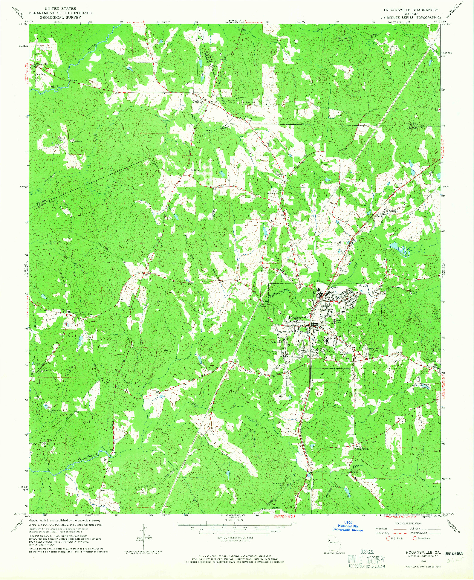 USGS 1:24000-SCALE QUADRANGLE FOR HOGANSVILLE, GA 1964