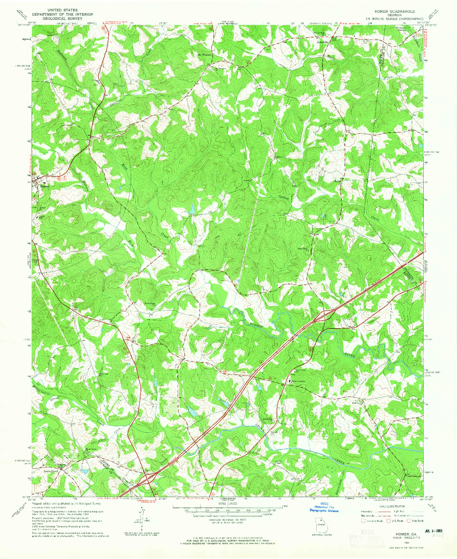 USGS 1:24000-SCALE QUADRANGLE FOR HOMER, GA 1964