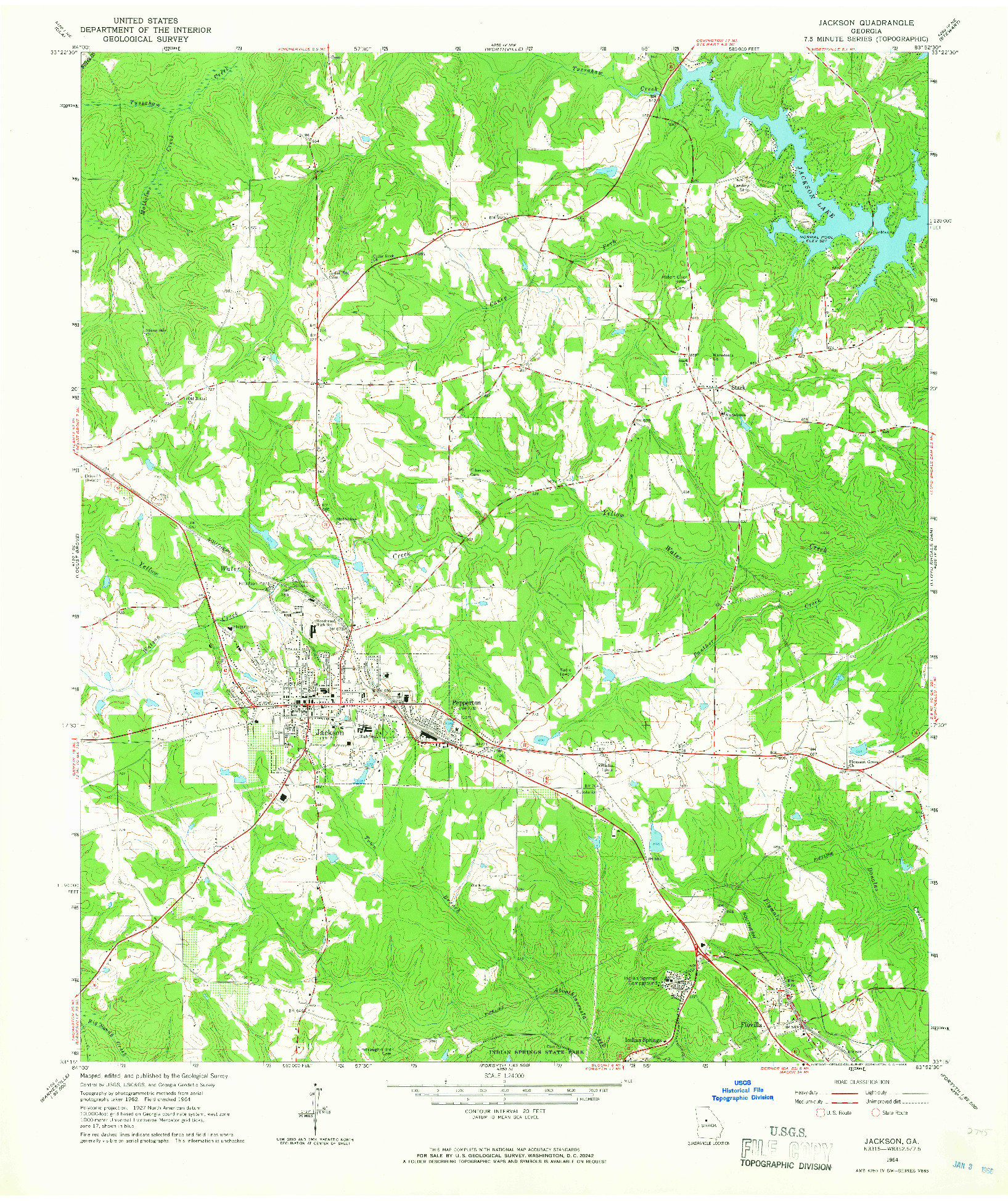 USGS 1:24000-SCALE QUADRANGLE FOR JACKSON, GA 1964