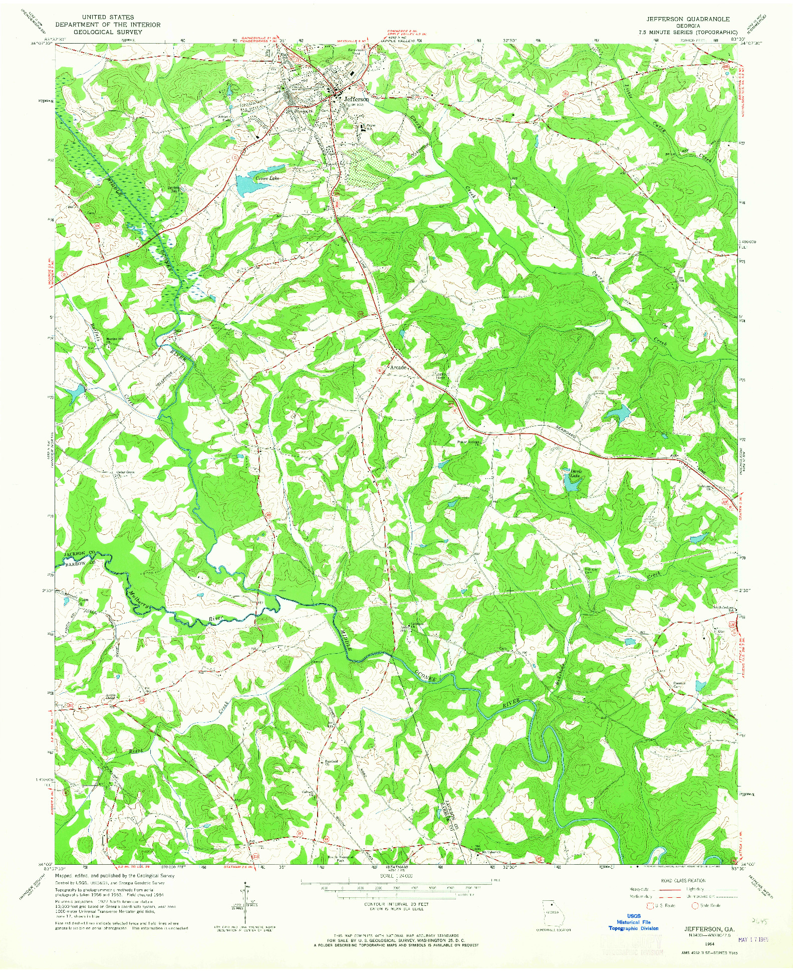 USGS 1:24000-SCALE QUADRANGLE FOR JEFFERSON, GA 1964