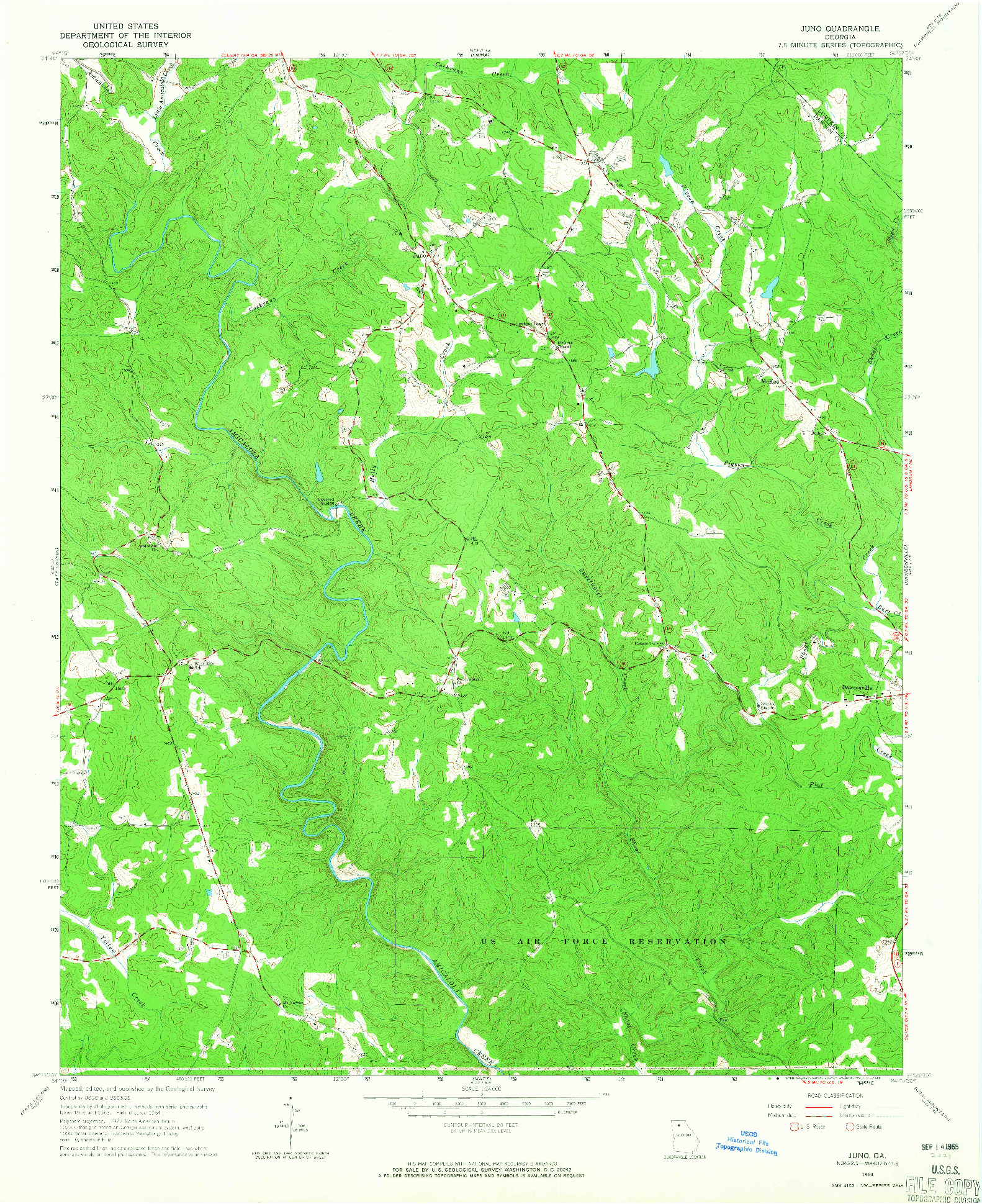 USGS 1:24000-SCALE QUADRANGLE FOR JUNO, GA 1964