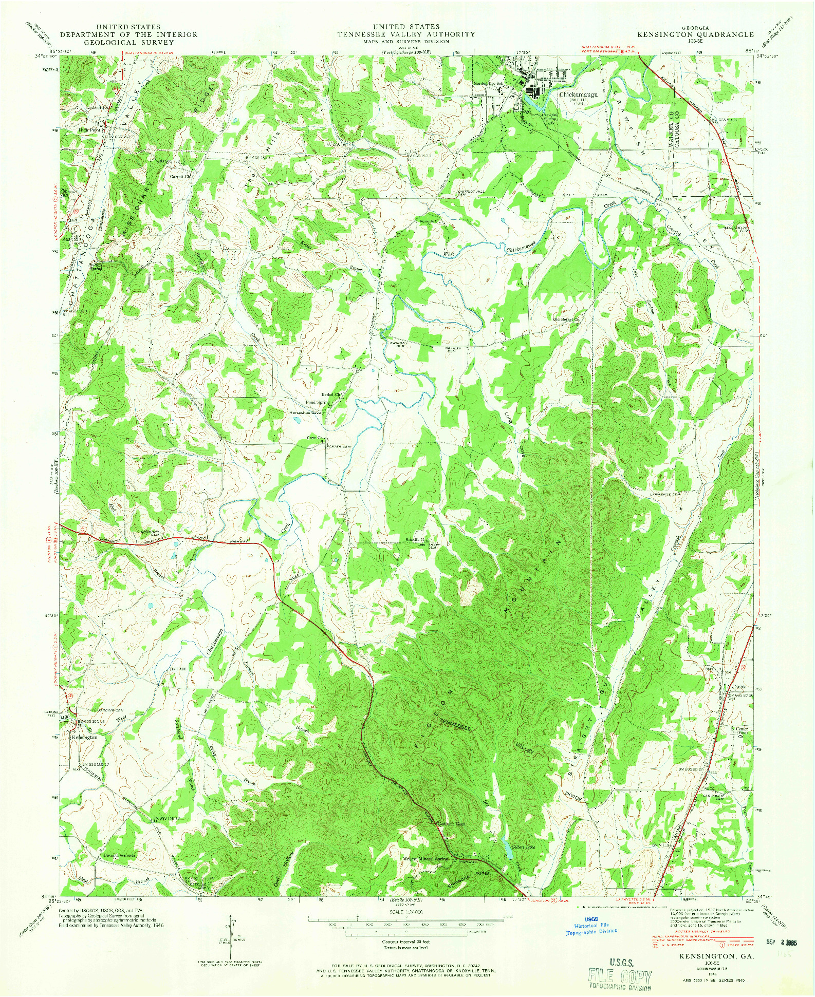 USGS 1:24000-SCALE QUADRANGLE FOR KENSINGTON, GA 1946