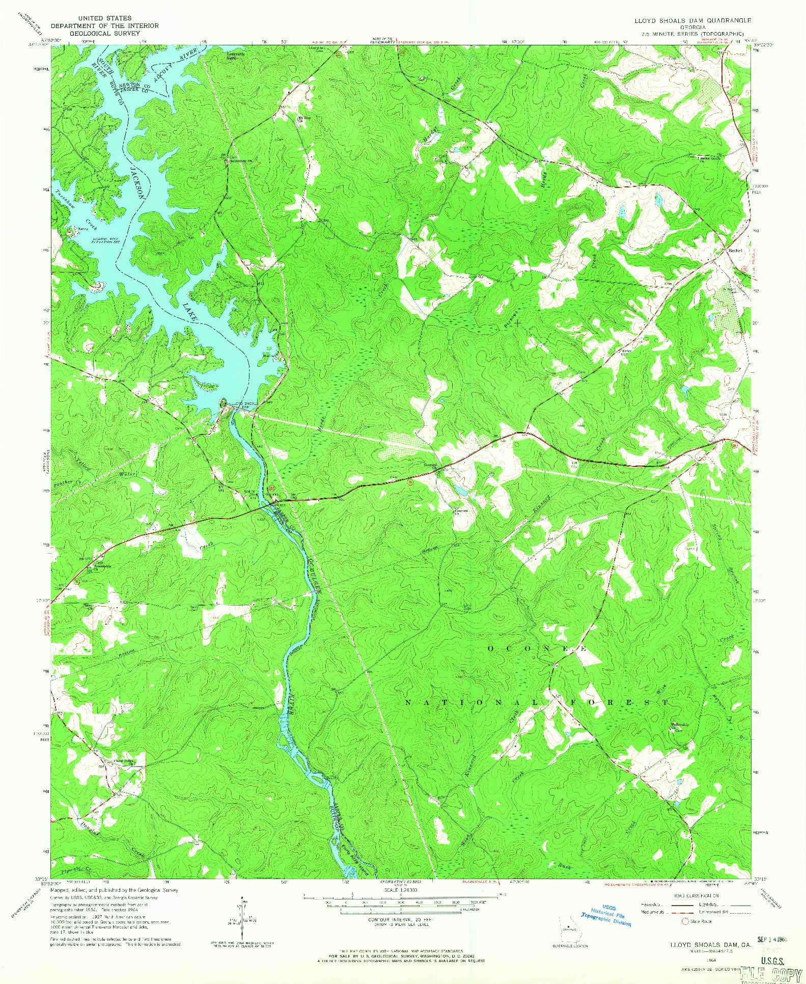 USGS 1:24000-SCALE QUADRANGLE FOR LLOYD SHOALS DAM, GA 1964