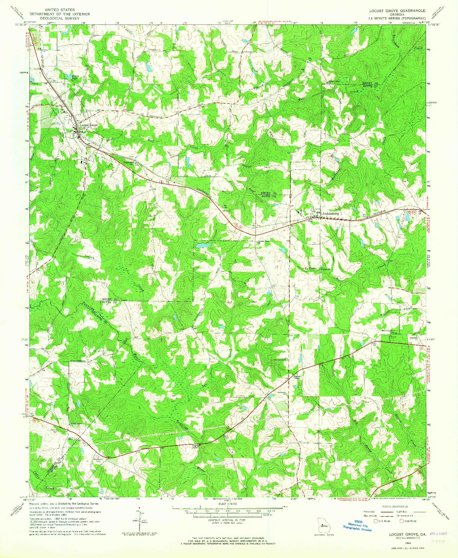 USGS 1:24000-SCALE QUADRANGLE FOR LOCUST GROVE, GA 1964