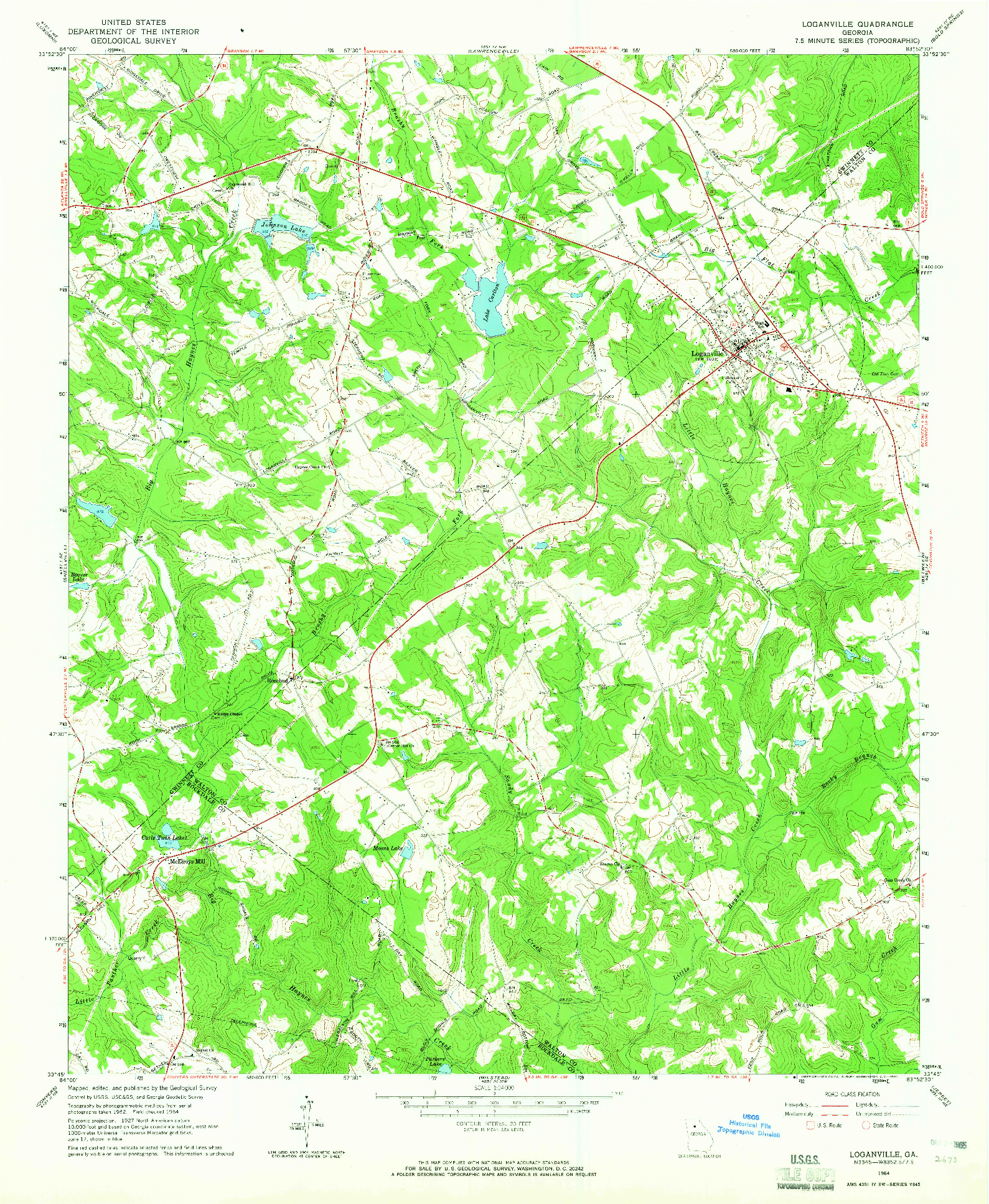 USGS 1:24000-SCALE QUADRANGLE FOR LOGANVILLE, GA 1964