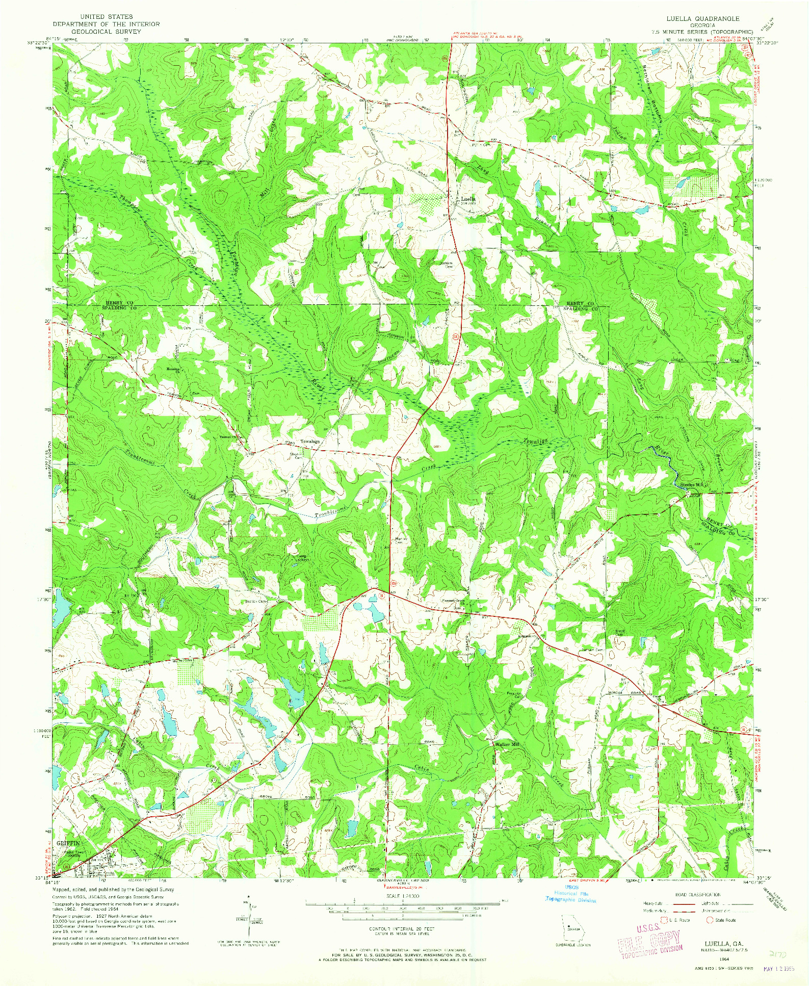 USGS 1:24000-SCALE QUADRANGLE FOR LUELLA, GA 1964