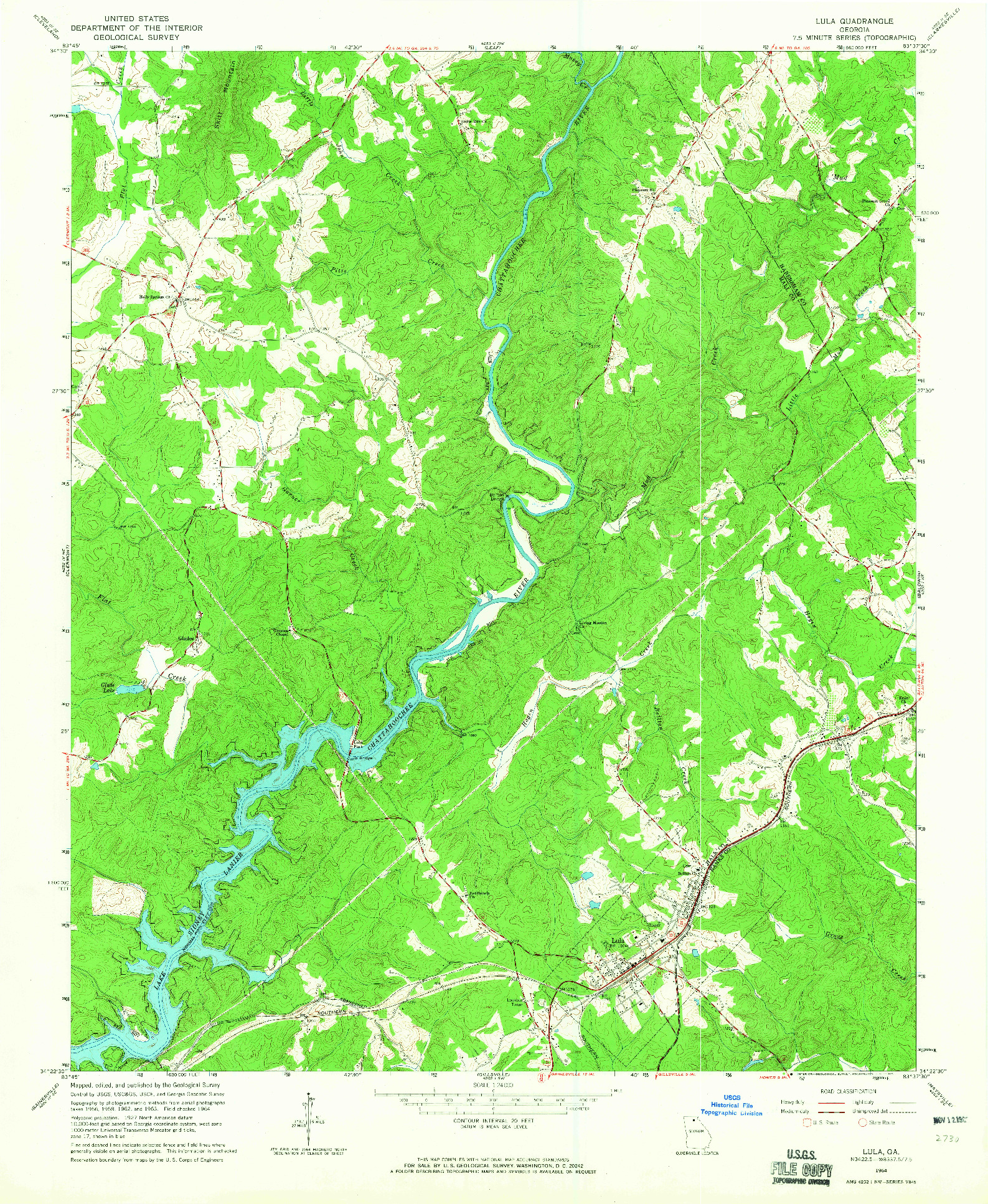 USGS 1:24000-SCALE QUADRANGLE FOR LULA, GA 1964