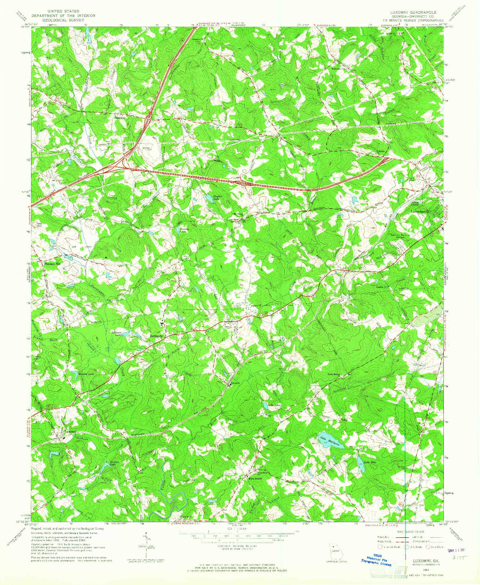 USGS 1:24000-SCALE QUADRANGLE FOR LUXOMNI, GA 1963