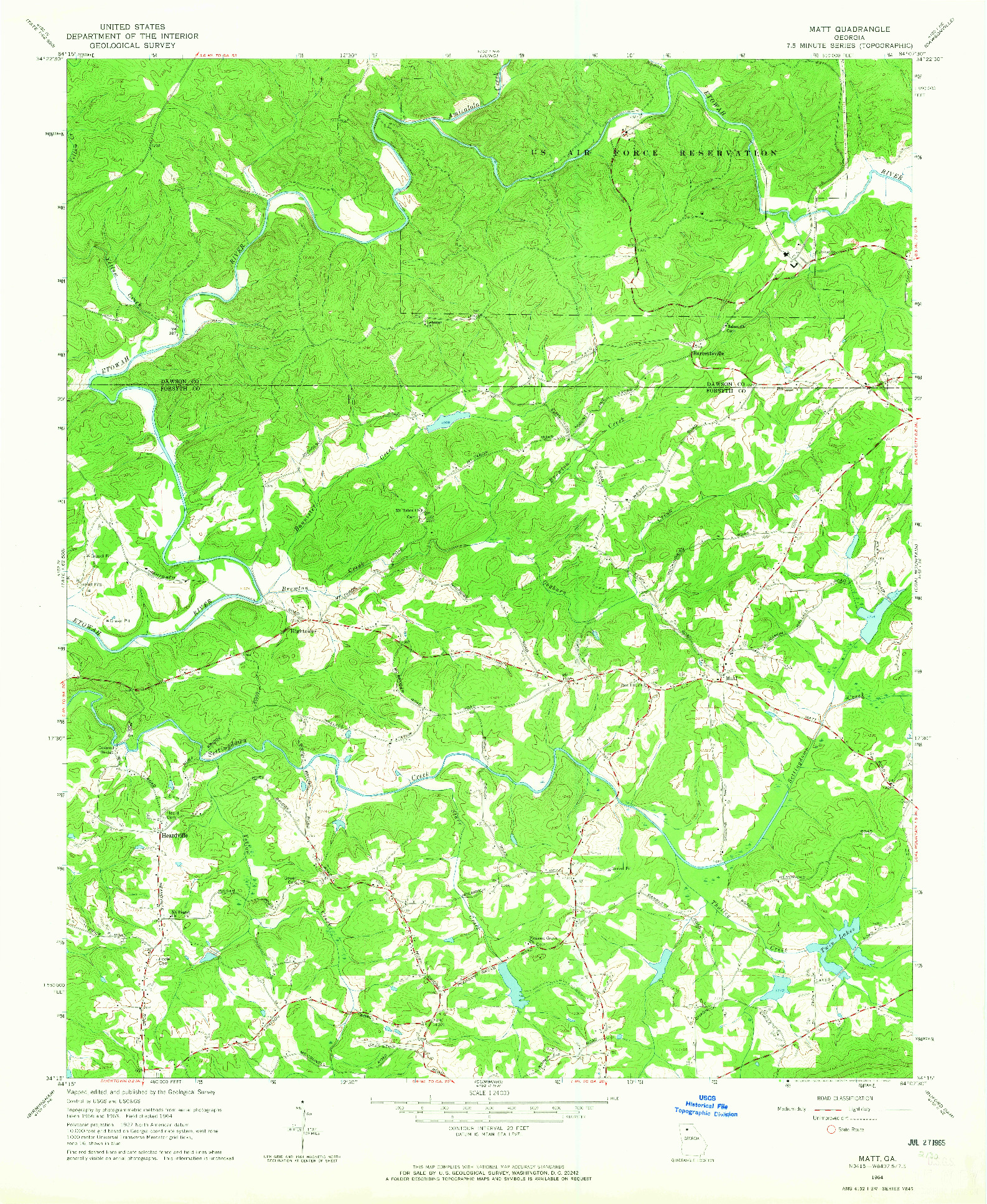 USGS 1:24000-SCALE QUADRANGLE FOR MATT, GA 1964