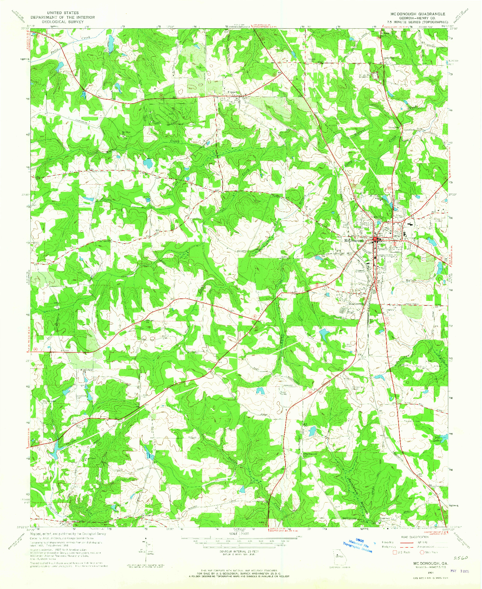 USGS 1:24000-SCALE QUADRANGLE FOR MC DONOUGH, GA 1964