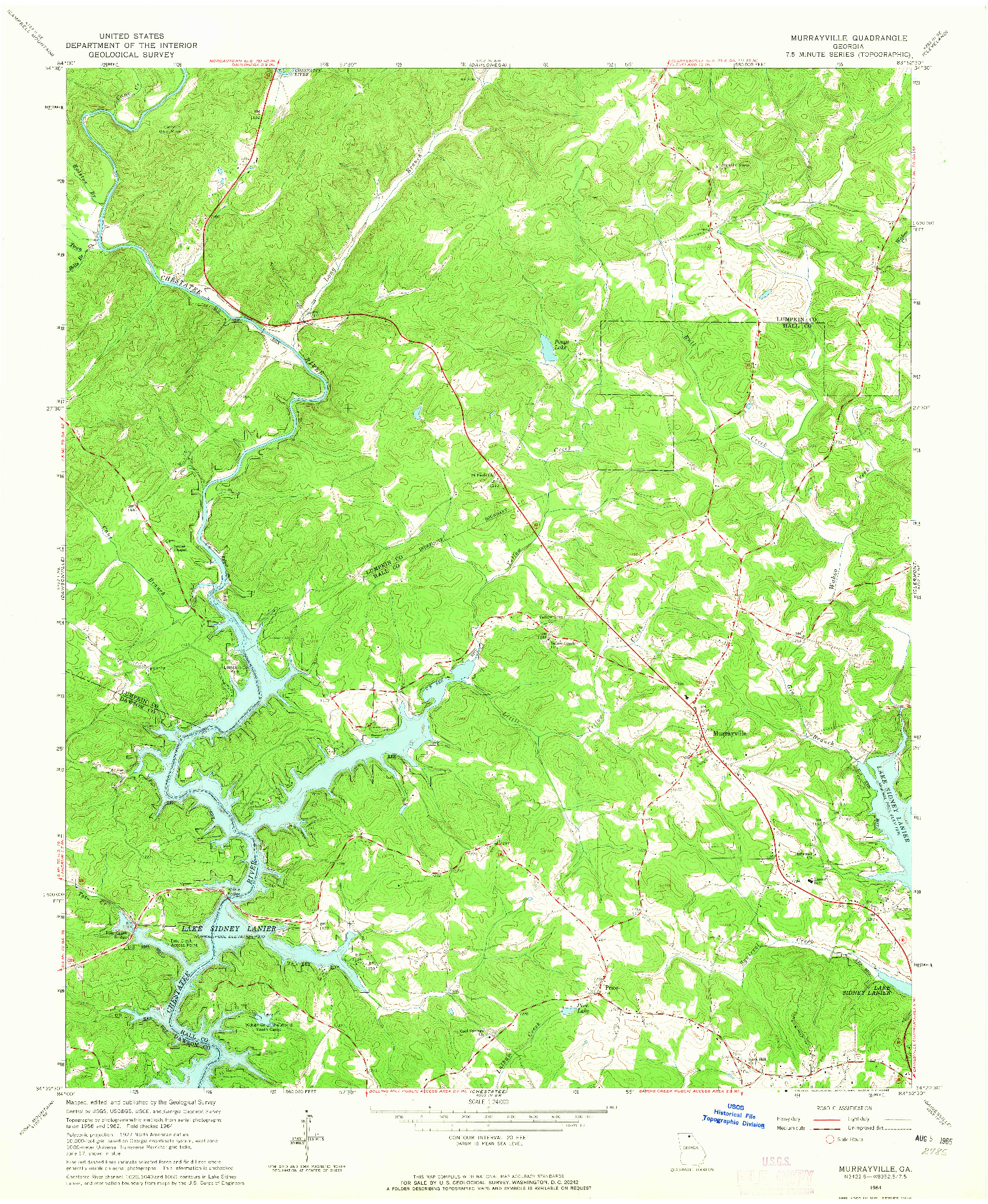 USGS 1:24000-SCALE QUADRANGLE FOR MURRAYVILLE, GA 1964