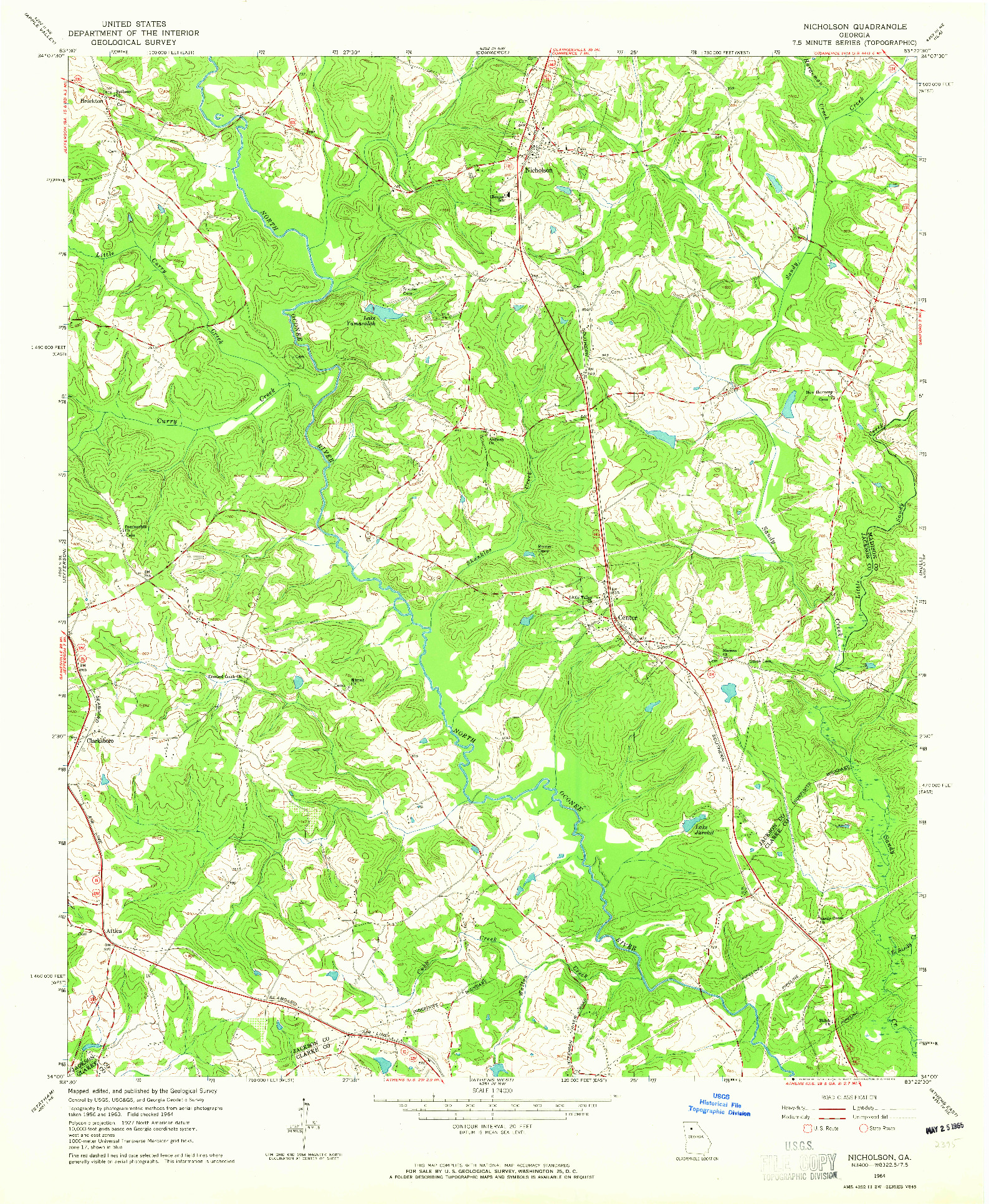 USGS 1:24000-SCALE QUADRANGLE FOR NICHOLSON, GA 1964