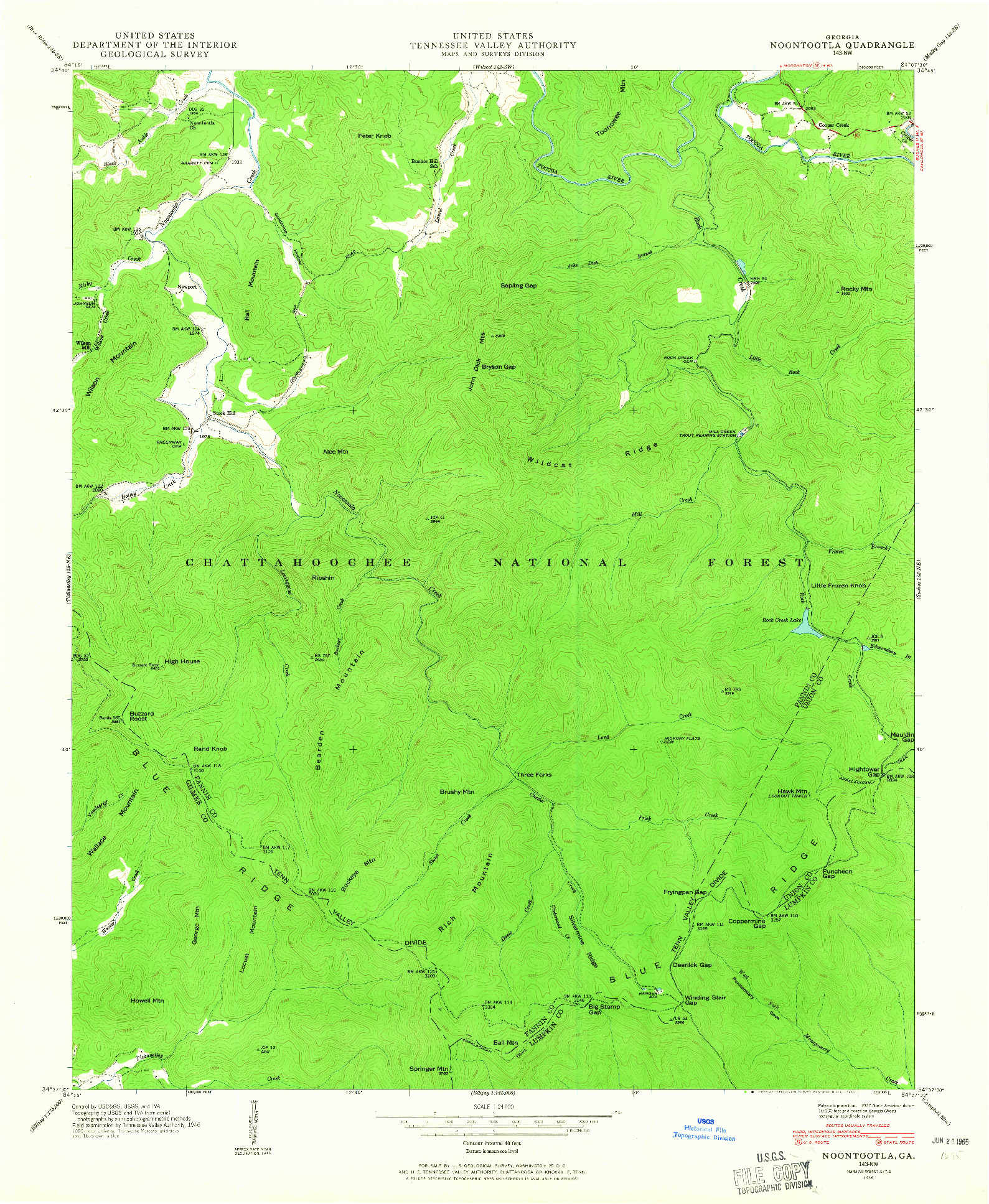 USGS 1:24000-SCALE QUADRANGLE FOR NOONTOOTLA, GA 1946