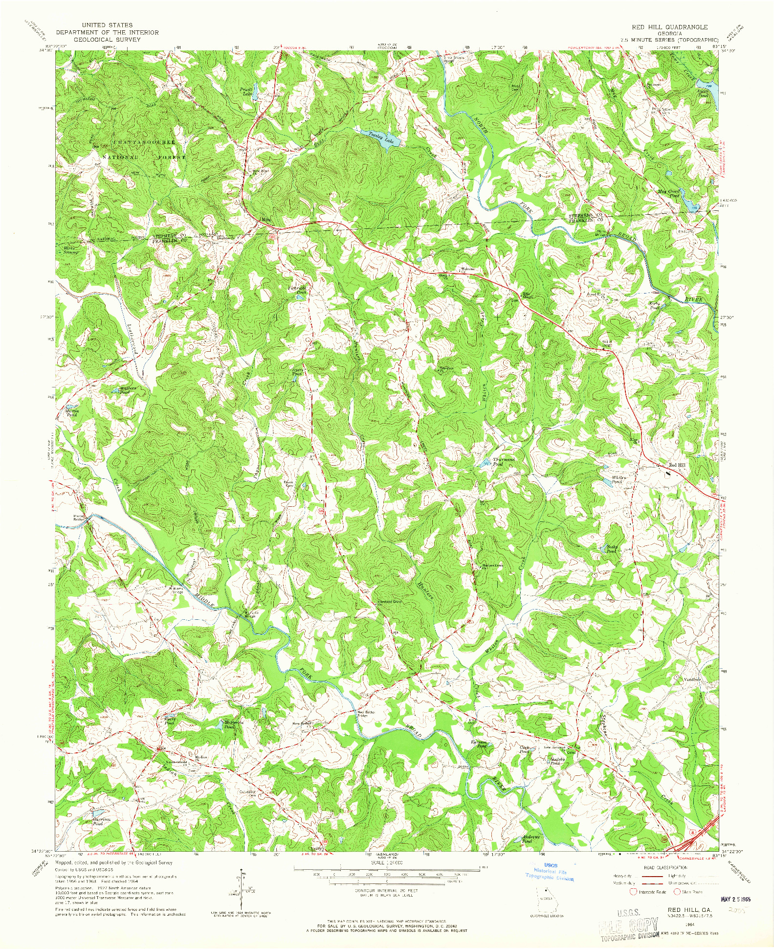 USGS 1:24000-SCALE QUADRANGLE FOR RED HILL, GA 1964