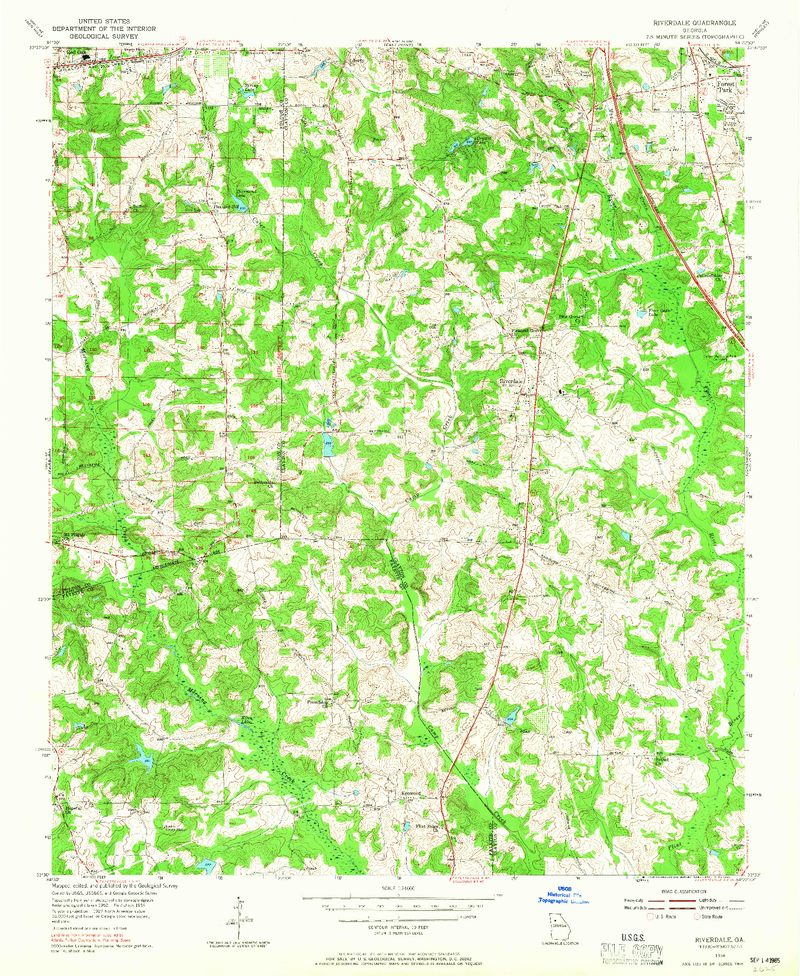 USGS 1:24000-SCALE QUADRANGLE FOR RIVERDALE, GA 1954