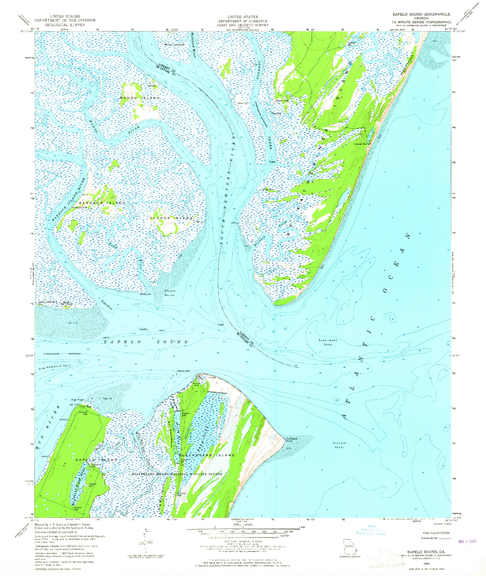 USGS 1:24000-SCALE QUADRANGLE FOR SAPELO SOUND, GA 1954