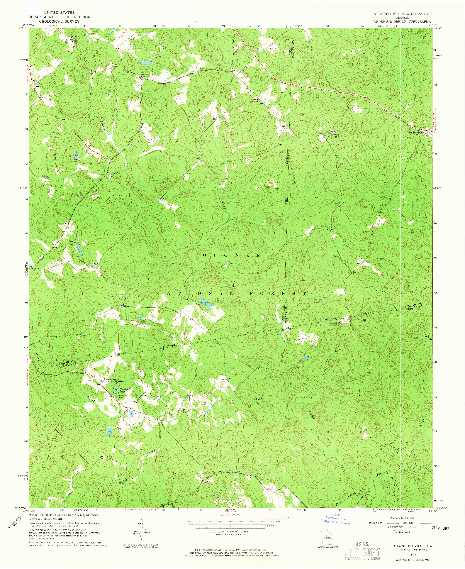 USGS 1:24000-SCALE QUADRANGLE FOR STANFORDVILLE, GA 1964