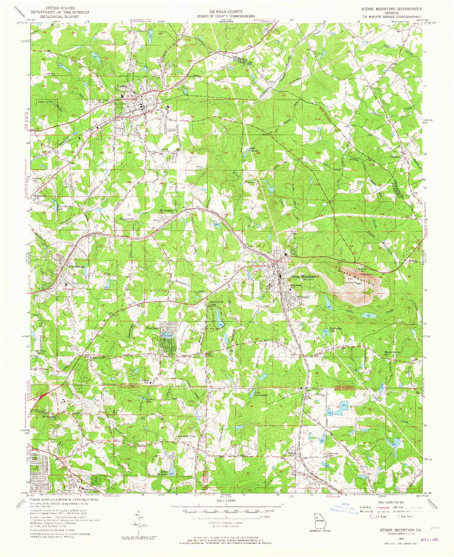 USGS 1:24000-SCALE QUADRANGLE FOR STONE MOUNTAIN, GA 1956