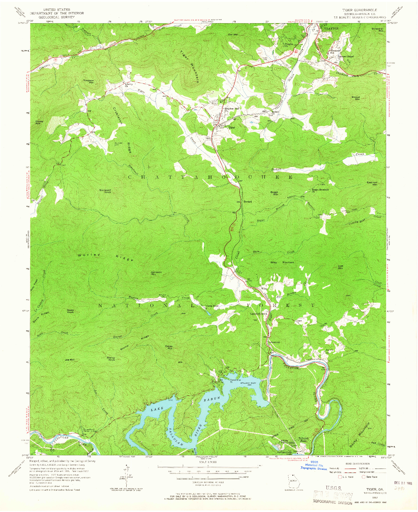 USGS 1:24000-SCALE QUADRANGLE FOR TIGER, GA 1957