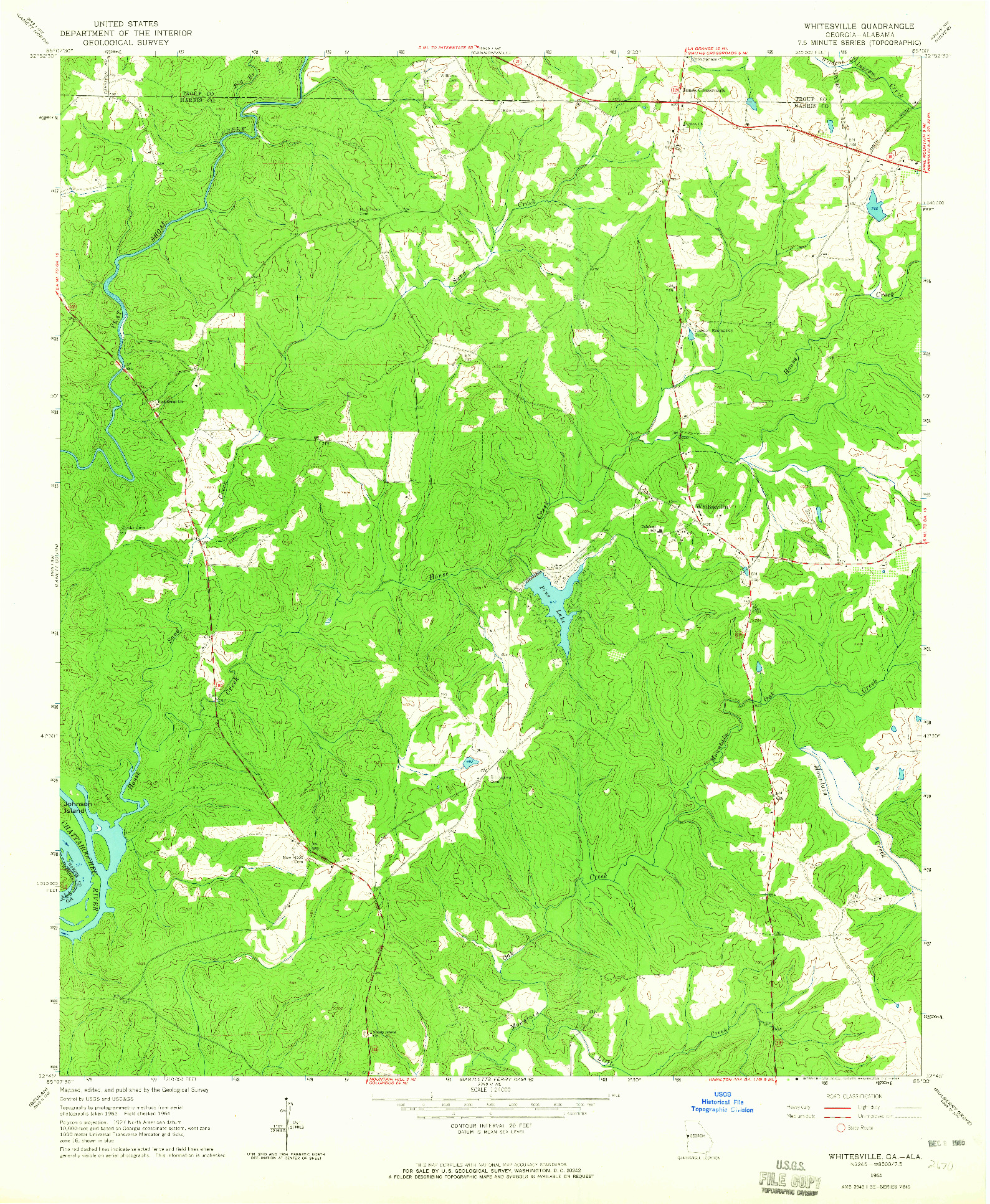 USGS 1:24000-SCALE QUADRANGLE FOR WHITESVILLE, GA 1964