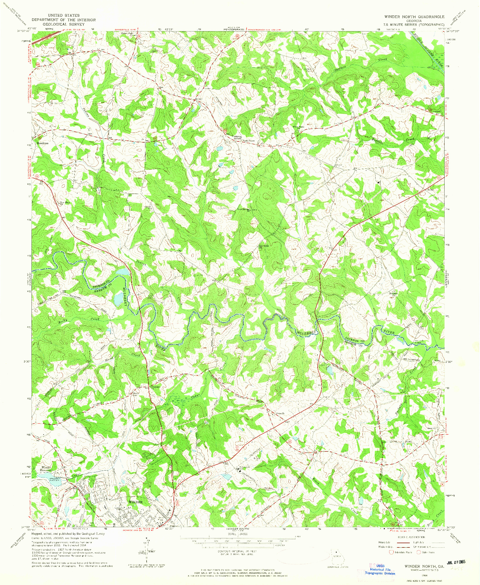 USGS 1:24000-SCALE QUADRANGLE FOR WINDER NORTH, GA 1964