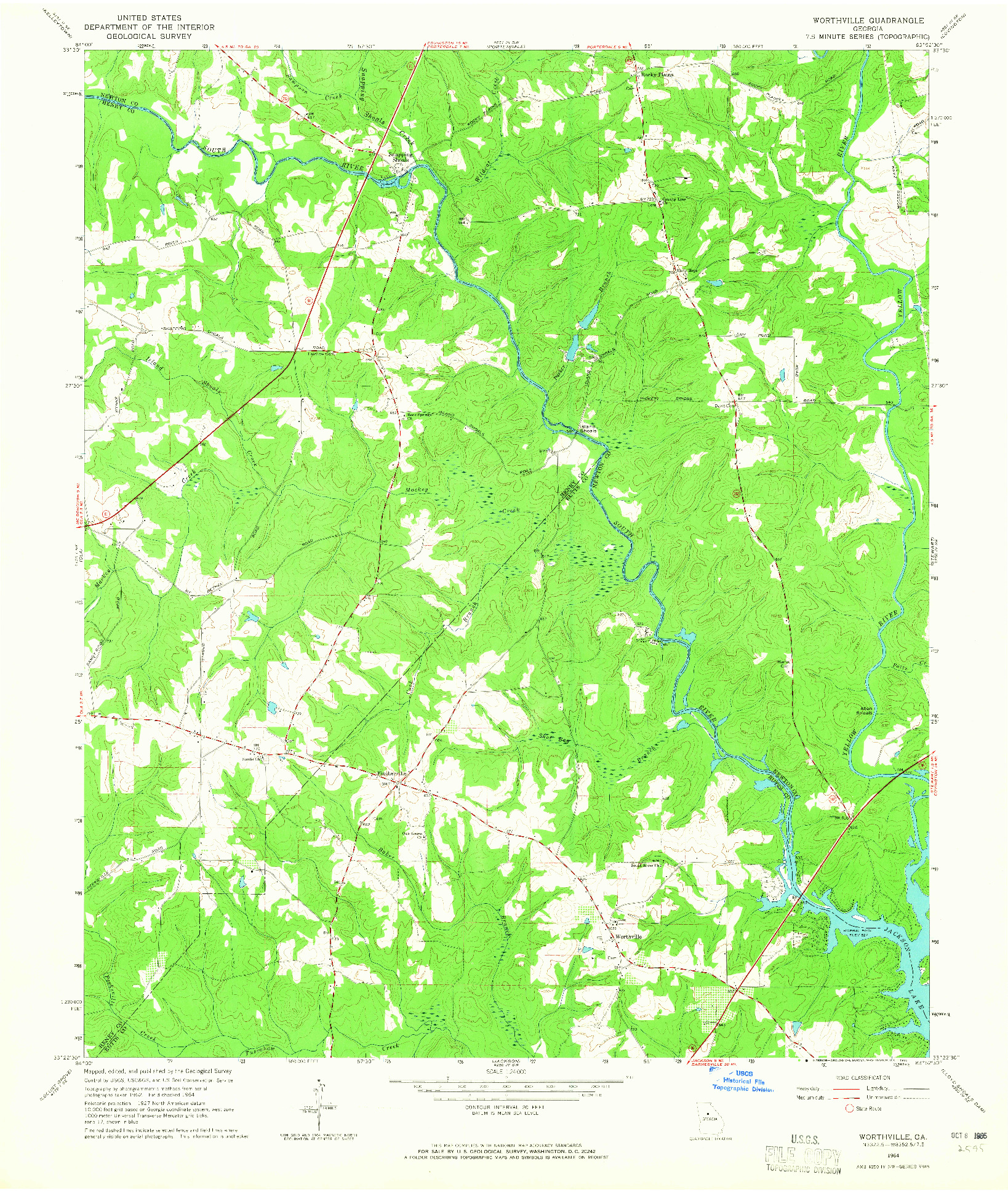 USGS 1:24000-SCALE QUADRANGLE FOR WORTHVILLE, GA 1964