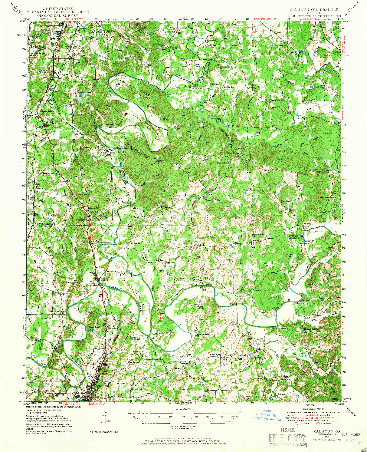 USGS 1:62500-SCALE QUADRANGLE FOR CALHOUN, GA 1949