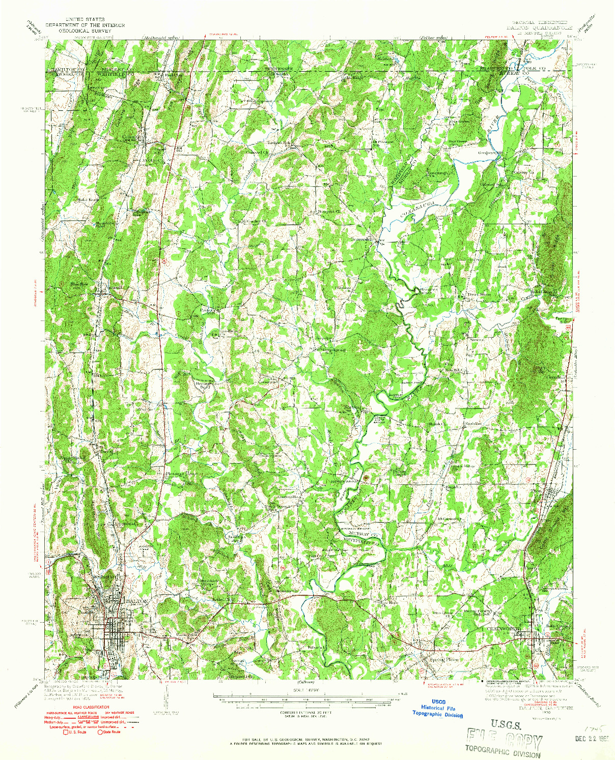 USGS 1:62500-SCALE QUADRANGLE FOR DALTON, GA 1938