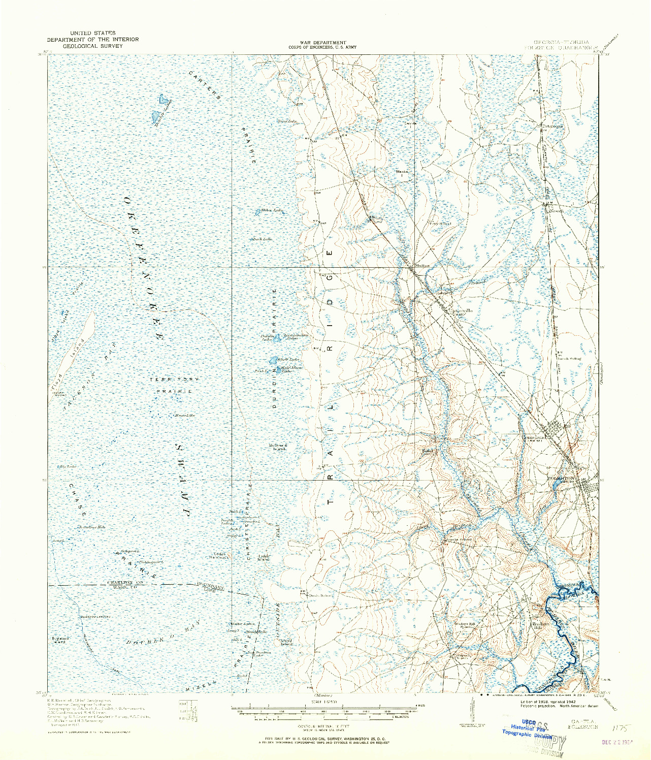 USGS 1:62500-SCALE QUADRANGLE FOR FOLKSTON, GA 1918