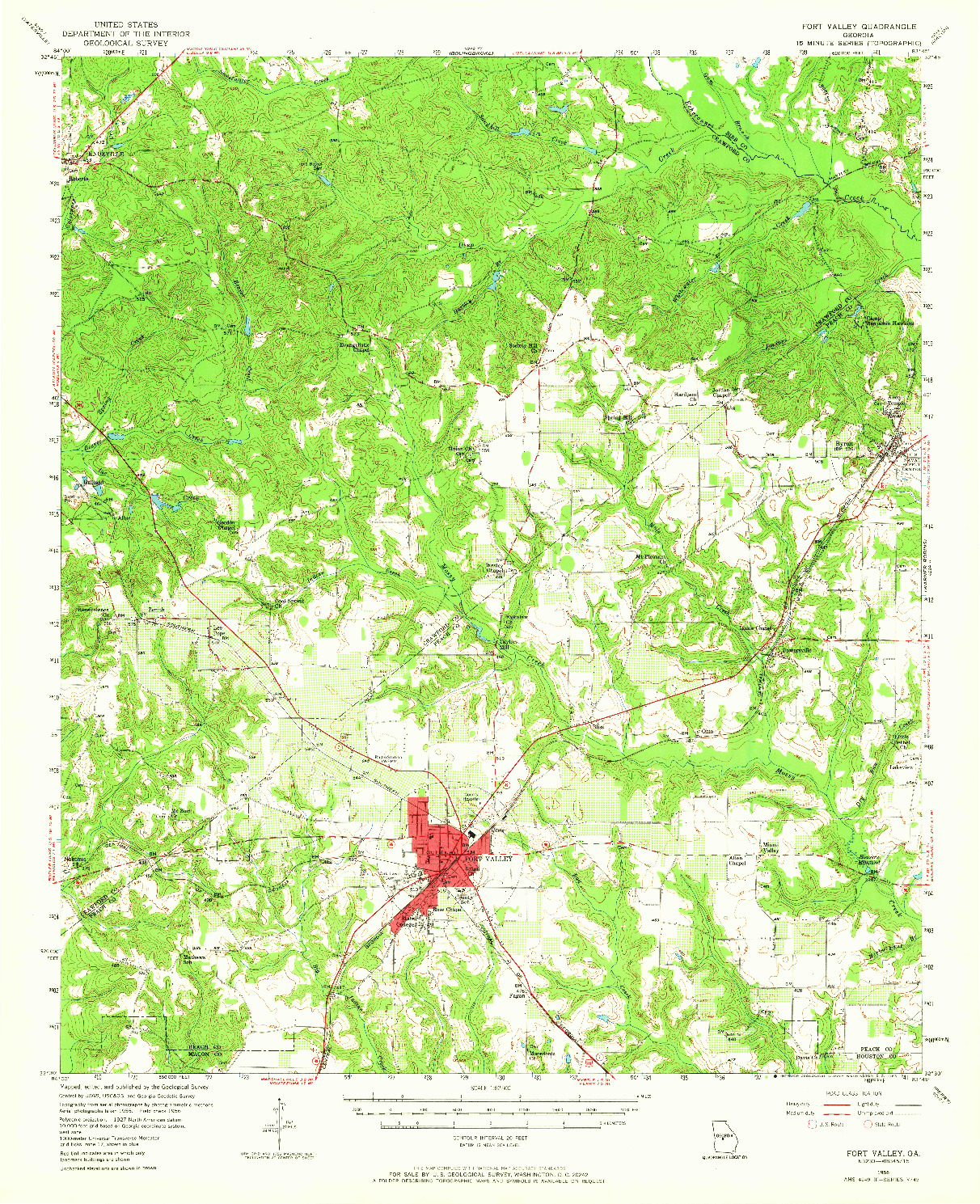 USGS 1:62500-SCALE QUADRANGLE FOR FORT VALLEY, GA 1956