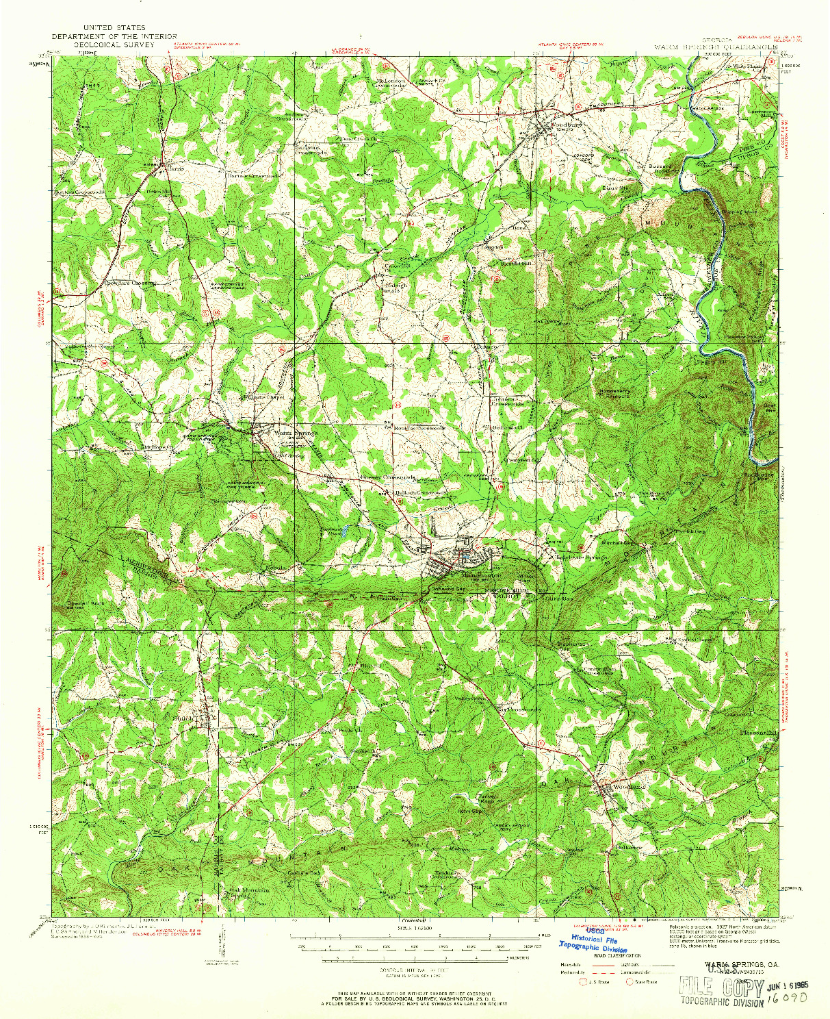 USGS 1:62500-SCALE QUADRANGLE FOR WARM SPRINGS, GA 1934