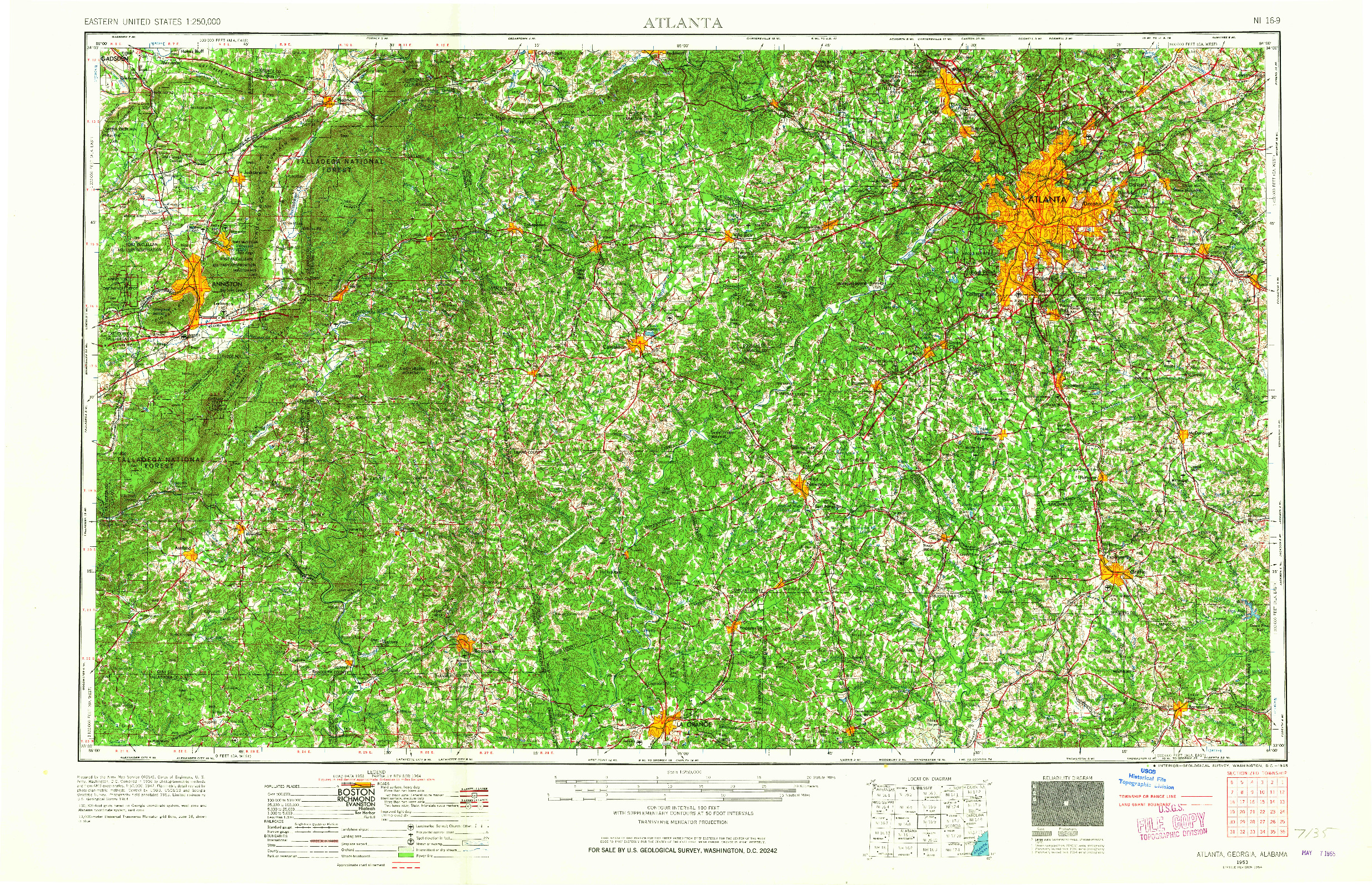 USGS 1:250000-SCALE QUADRANGLE FOR ATLANTA, GA 1953