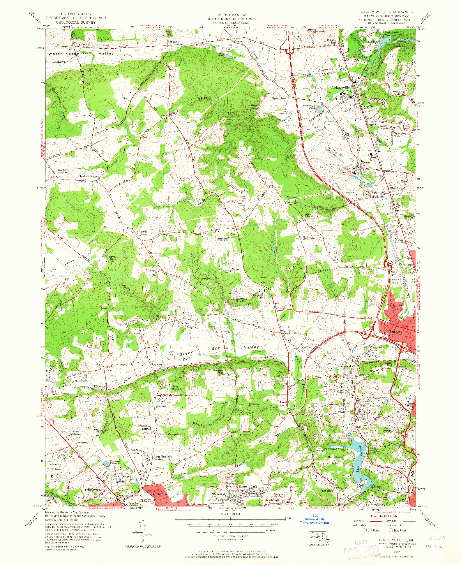 USGS 1:24000-SCALE QUADRANGLE FOR COCKEYSVILLE, MD 1957