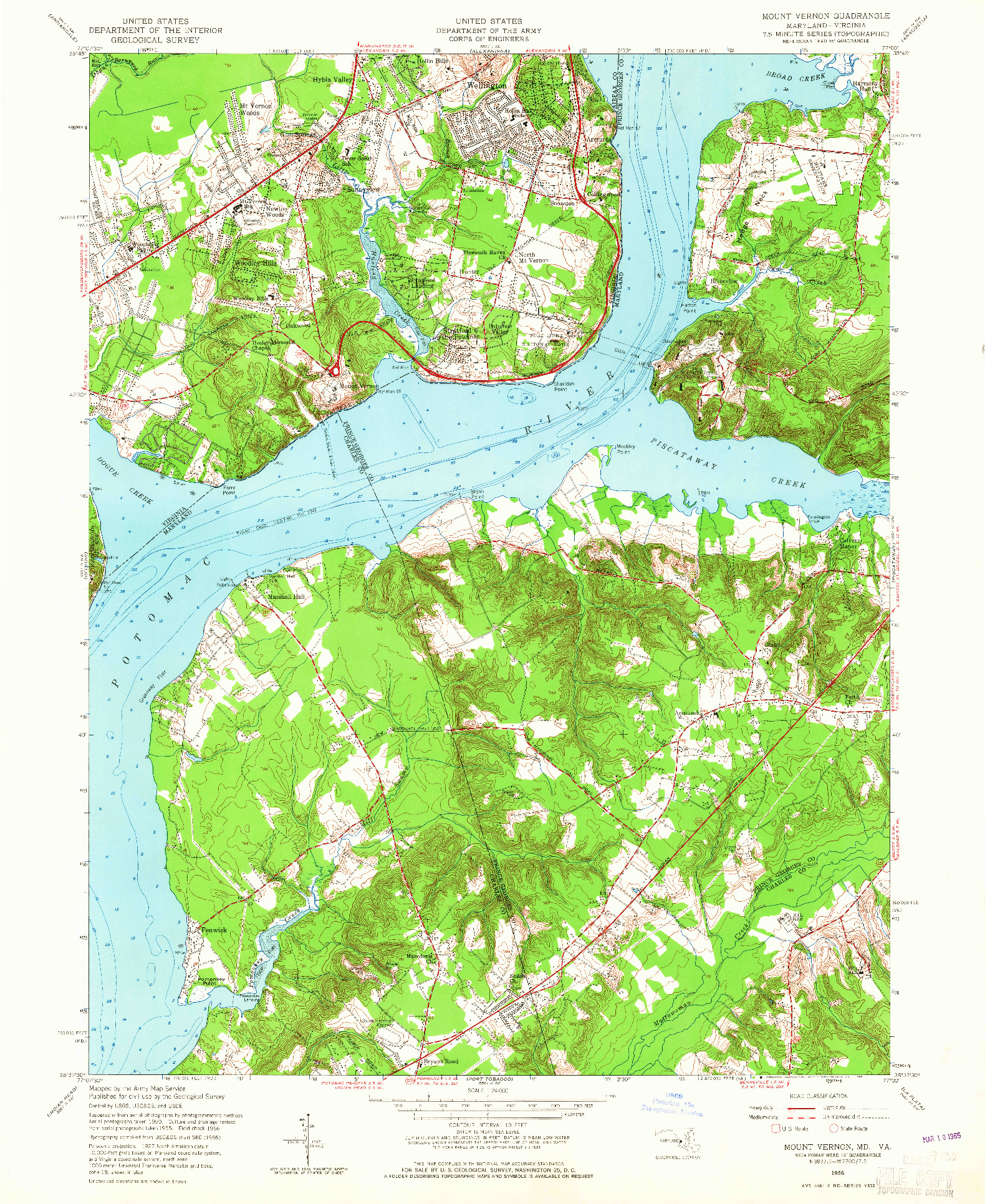 USGS 1:24000-SCALE QUADRANGLE FOR MOUNT VERNON, MD 1956