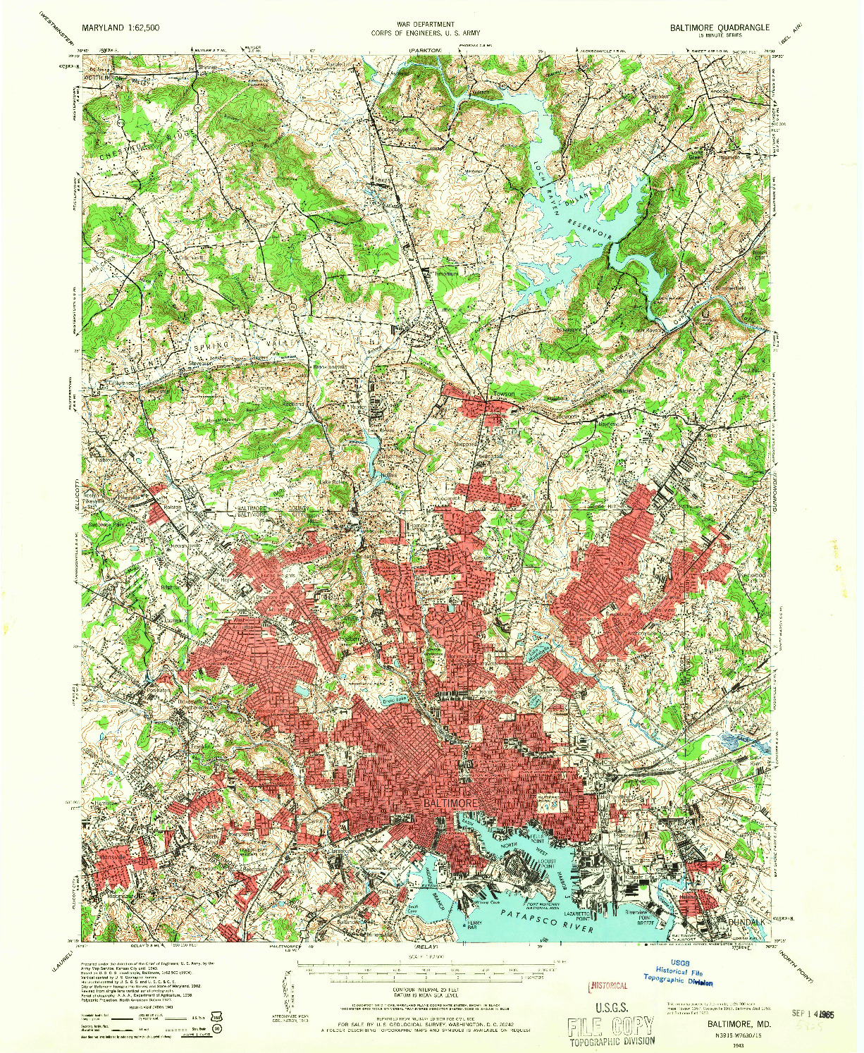USGS 1:62500-SCALE QUADRANGLE FOR BALTIMORE, MD 1943