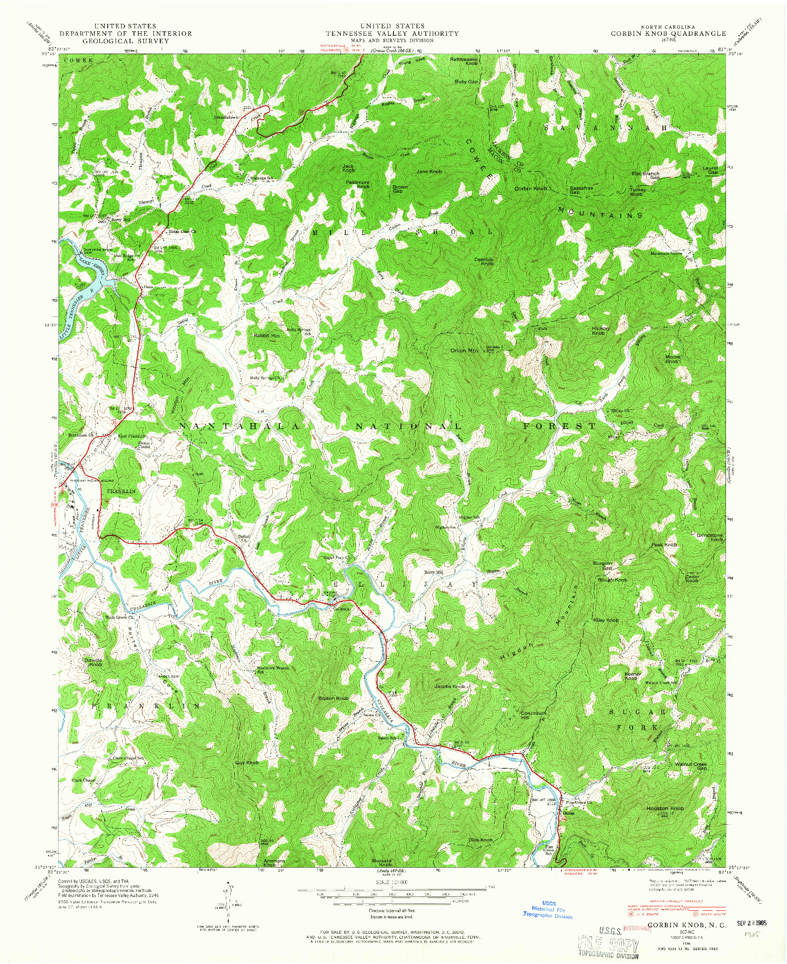 USGS 1:24000-SCALE QUADRANGLE FOR CORBIN KNOB, NC 1946