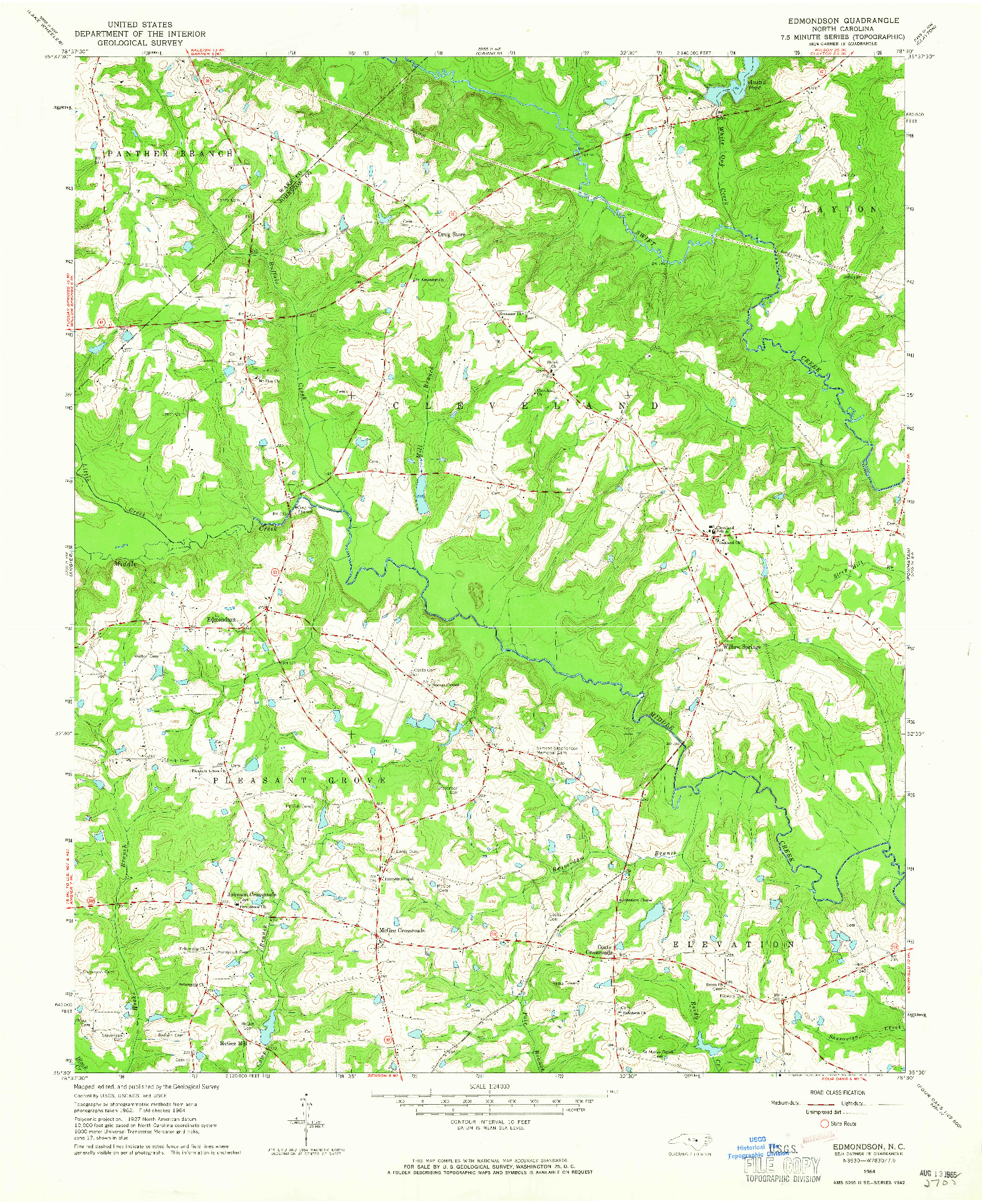 USGS 1:24000-SCALE QUADRANGLE FOR EDMONDSON, NC 1964