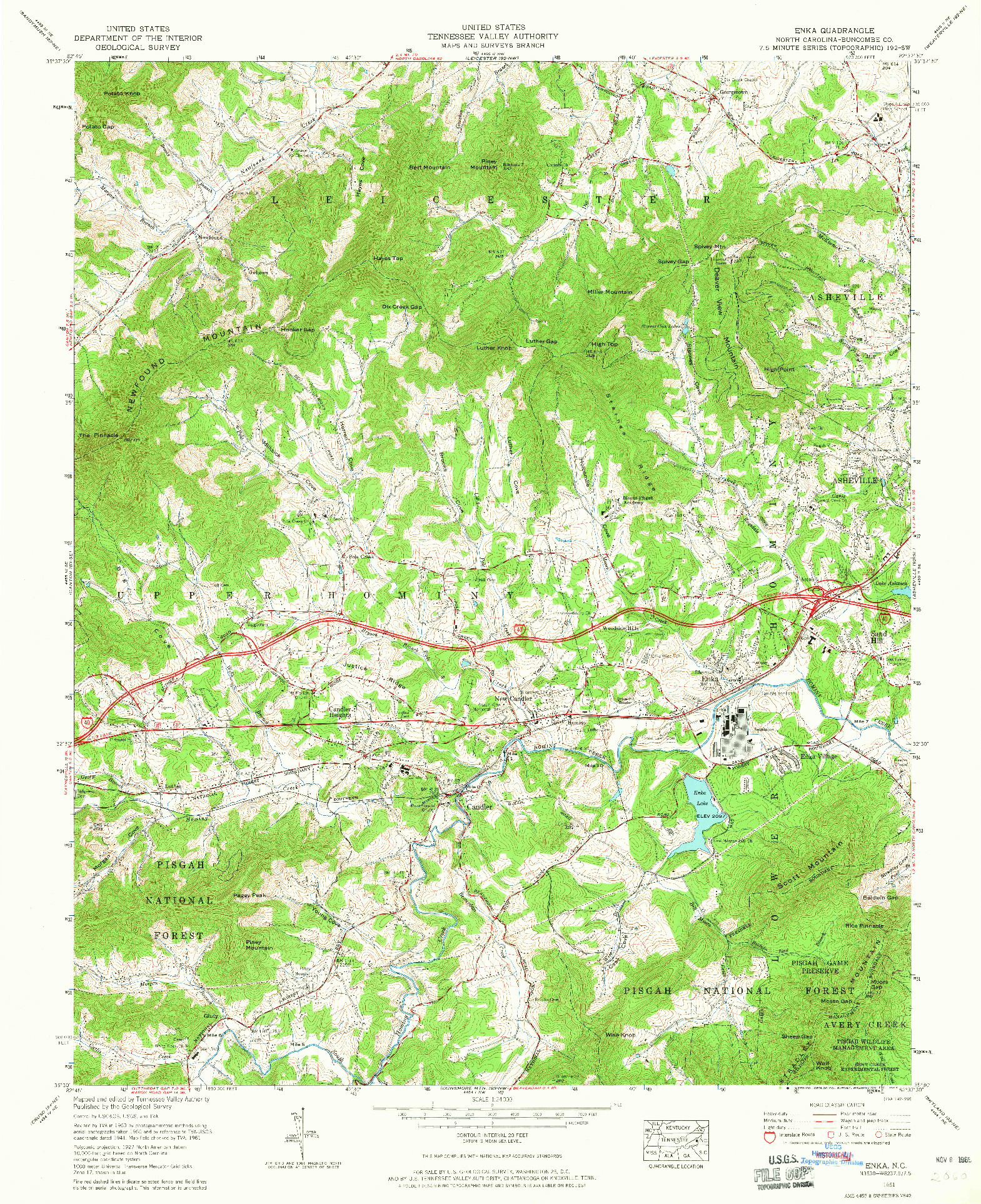 USGS 1:24000-SCALE QUADRANGLE FOR ENKA, NC 1961