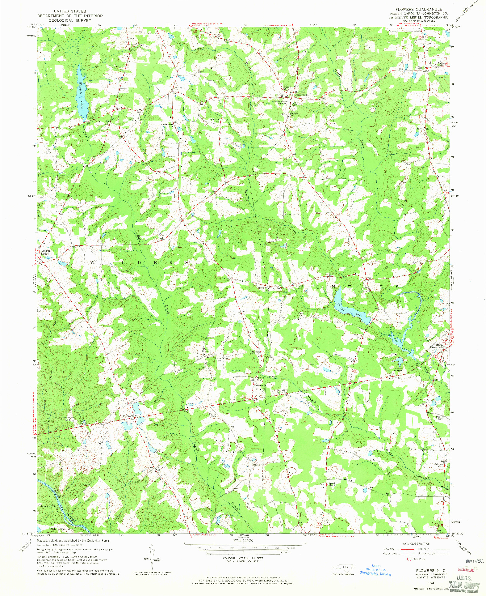 USGS 1:24000-SCALE QUADRANGLE FOR FLOWERS, NC 1964
