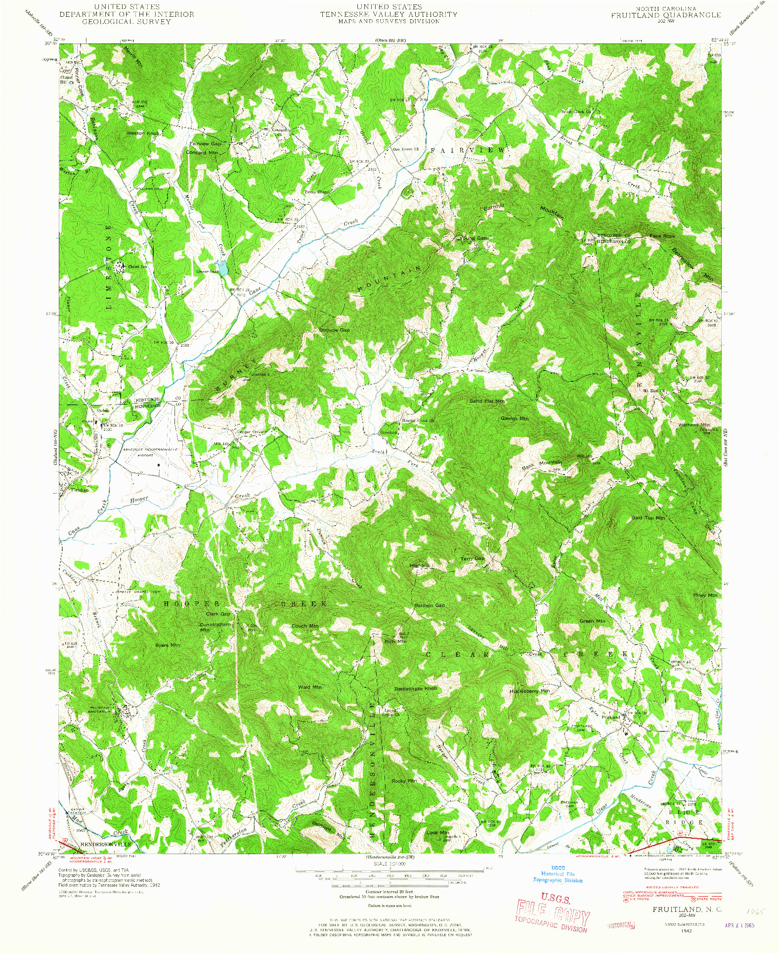 USGS 1:24000-SCALE QUADRANGLE FOR FRUITLAND, NC 1942