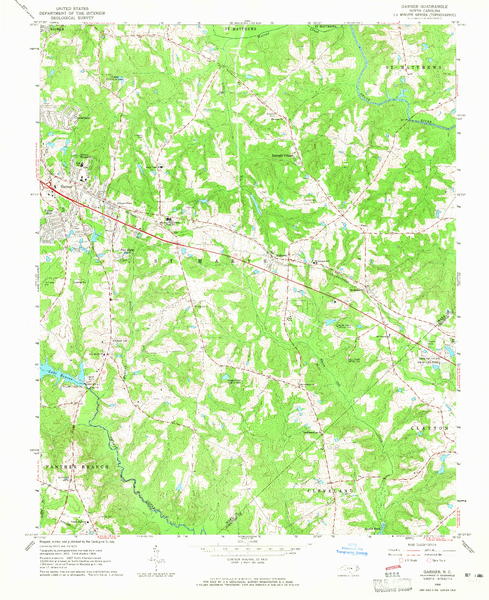 USGS 1:24000-SCALE QUADRANGLE FOR GARNER, NC 1964