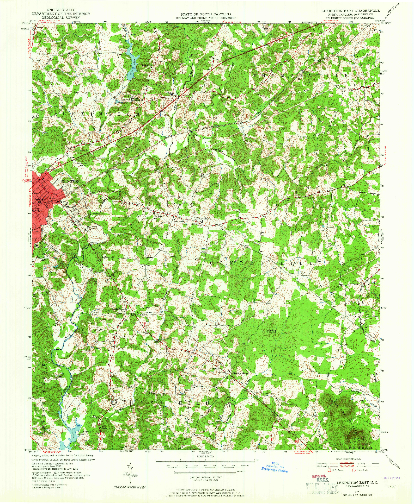 USGS 1:24000-SCALE QUADRANGLE FOR LEXINGTON EAST, NC 1950