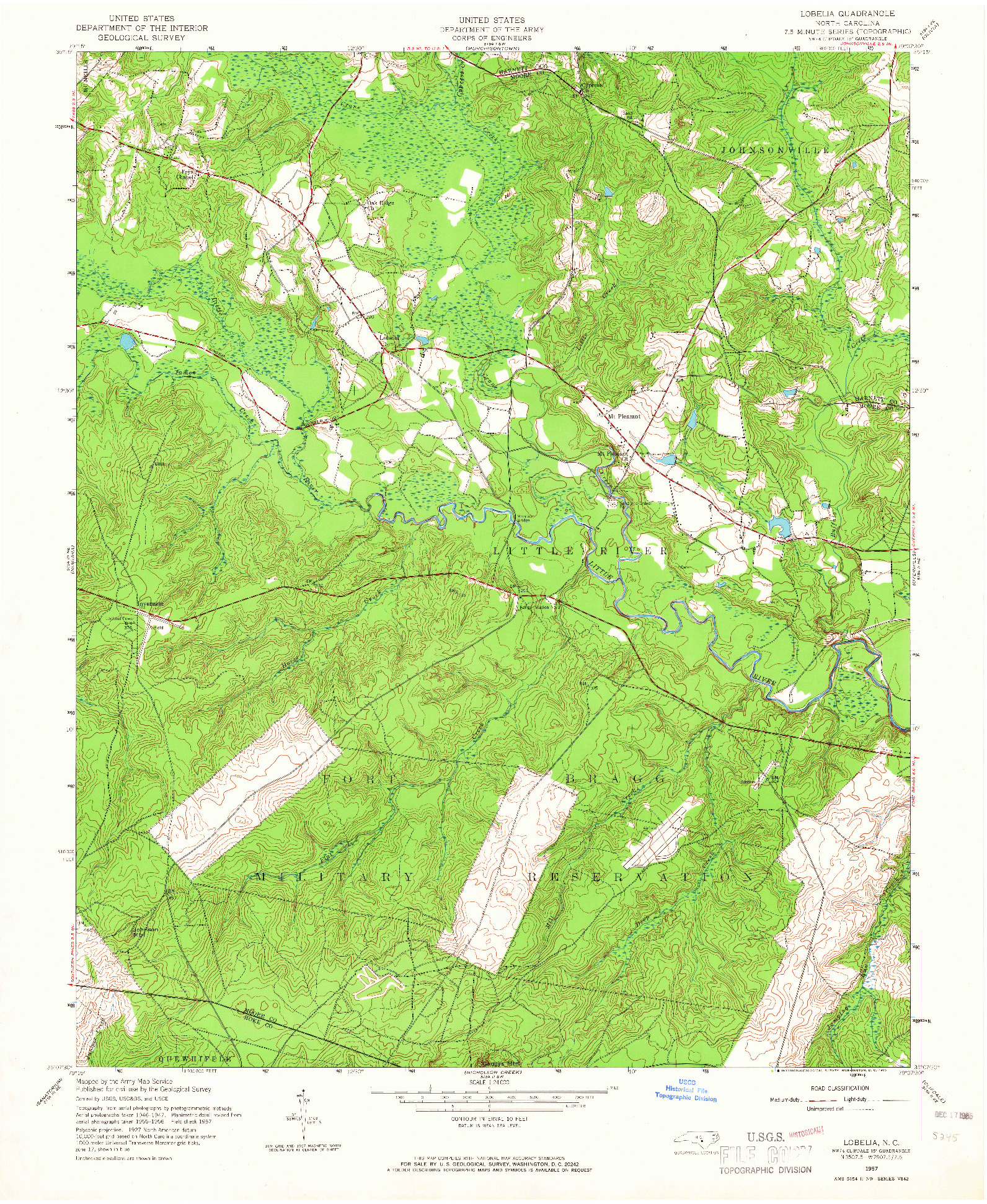 USGS 1:24000-SCALE QUADRANGLE FOR LOBELIA, NC 1957