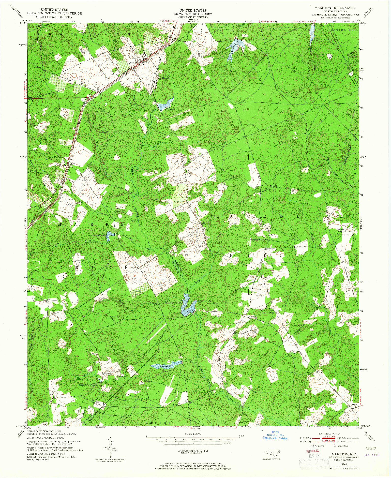 USGS 1:24000-SCALE QUADRANGLE FOR MARSTON, NC 1949