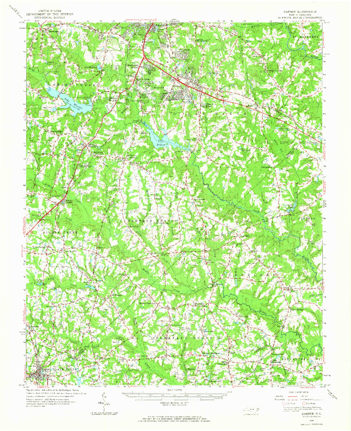 USGS 1:62500-SCALE QUADRANGLE FOR GARNER, NC 1964