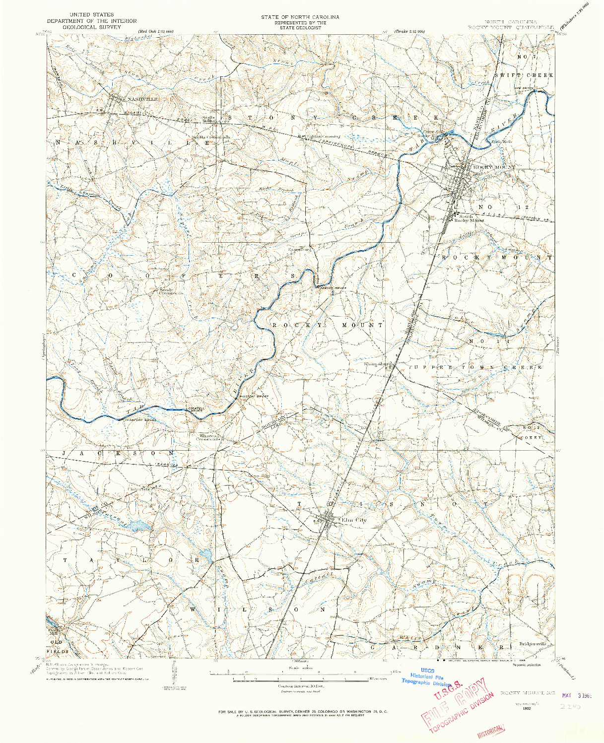 USGS 1:62500-SCALE QUADRANGLE FOR ROCKY MOUNT, NC 1902