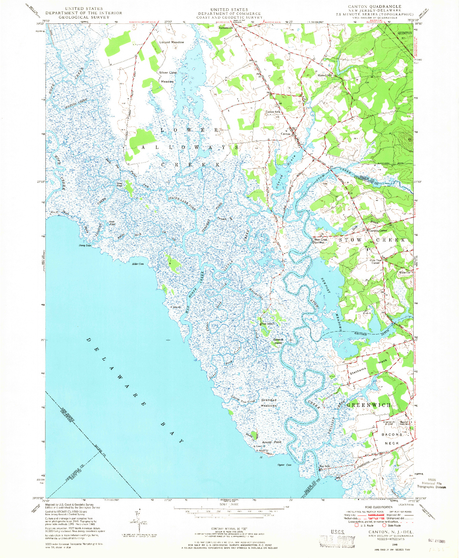 USGS 1:24000-SCALE QUADRANGLE FOR CANTON, NJ 1948