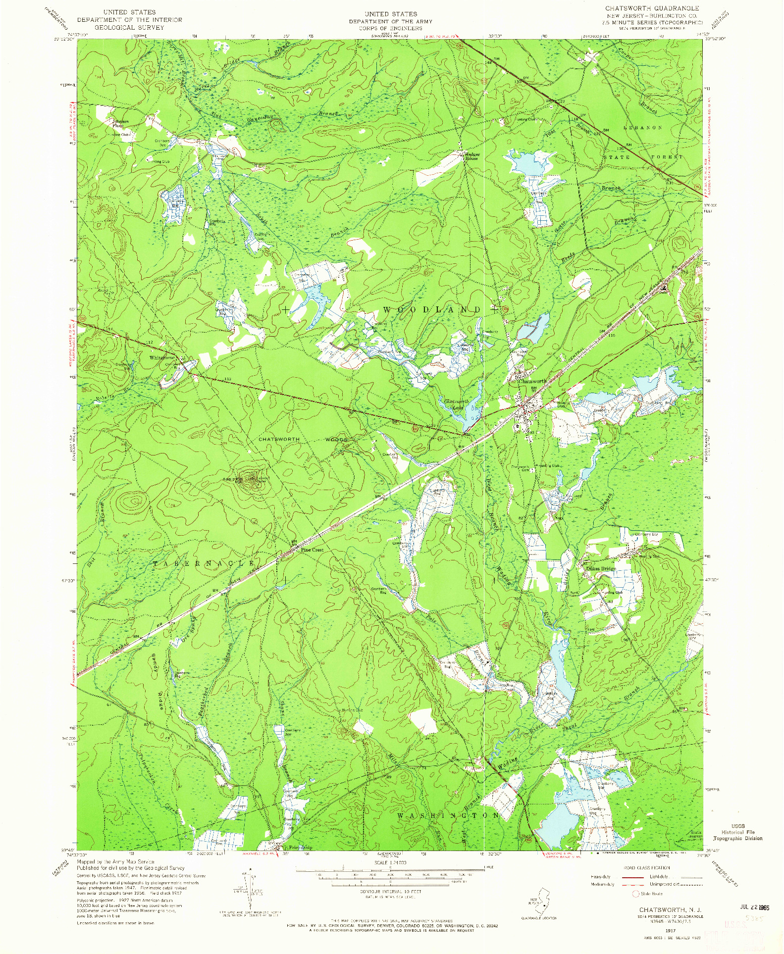 USGS 1:24000-SCALE QUADRANGLE FOR CHATSWORTH, NJ 1957