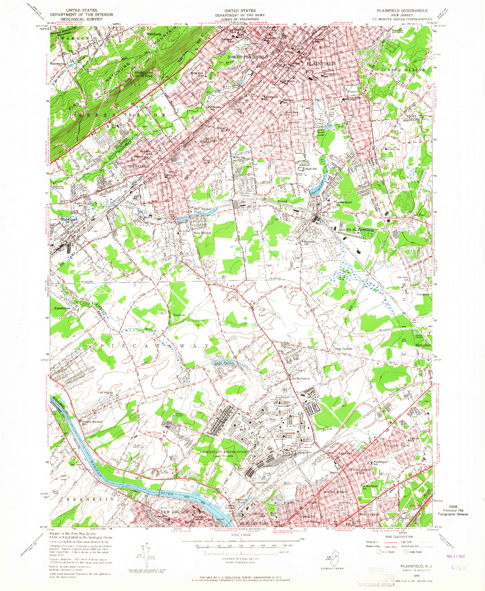 USGS 1:24000-SCALE QUADRANGLE FOR PLAINFIELD, NJ 1955