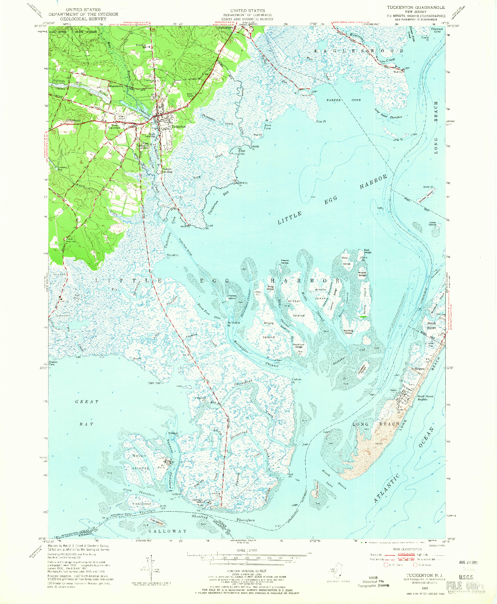 USGS 1:24000-SCALE QUADRANGLE FOR TUCKERTON, NJ 1952